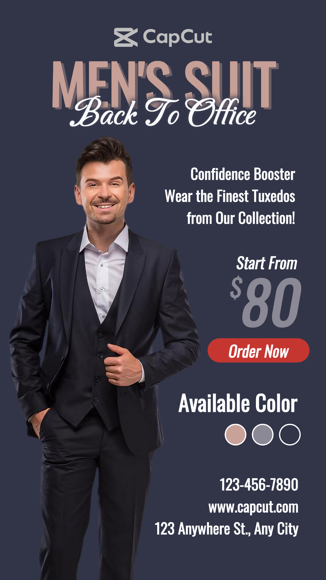 Terno Masculino De Volta Para Roupas De Escritório - Pôster De Marketing História Do Instagram Azul Escuro