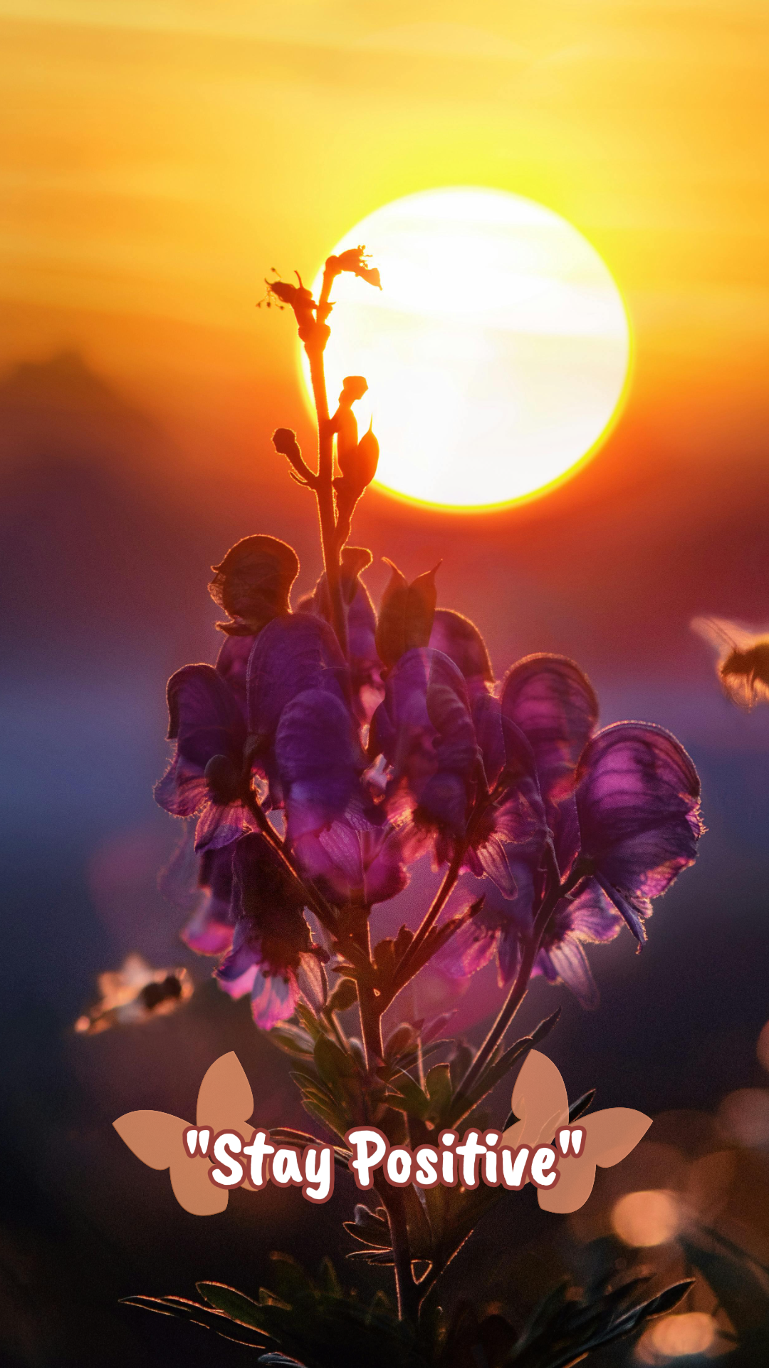 Wallpaper kreatif poster matahari terbit dengan bunga