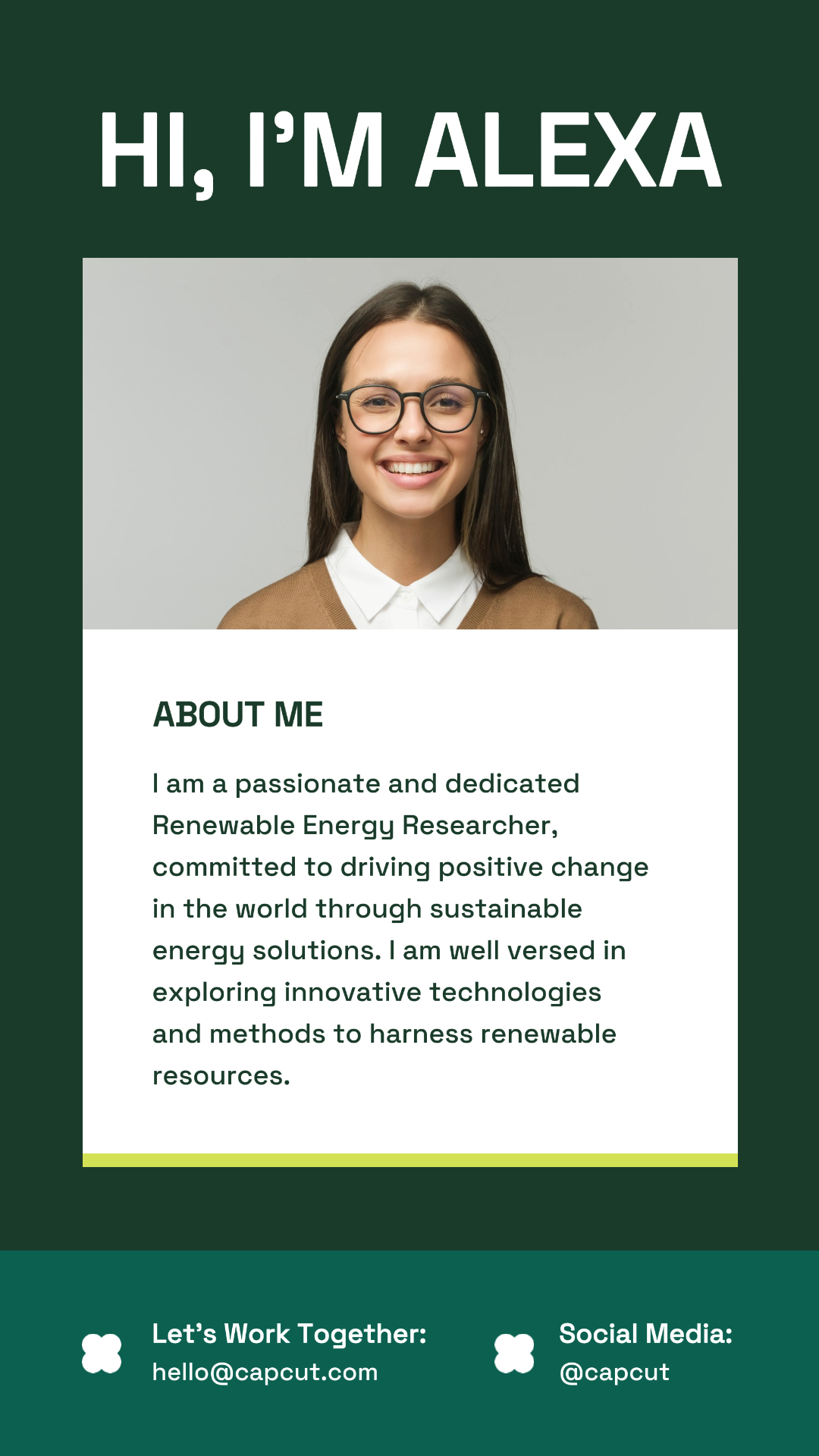 Kisah Instagram Hijau Tua Modern Tentang Saya