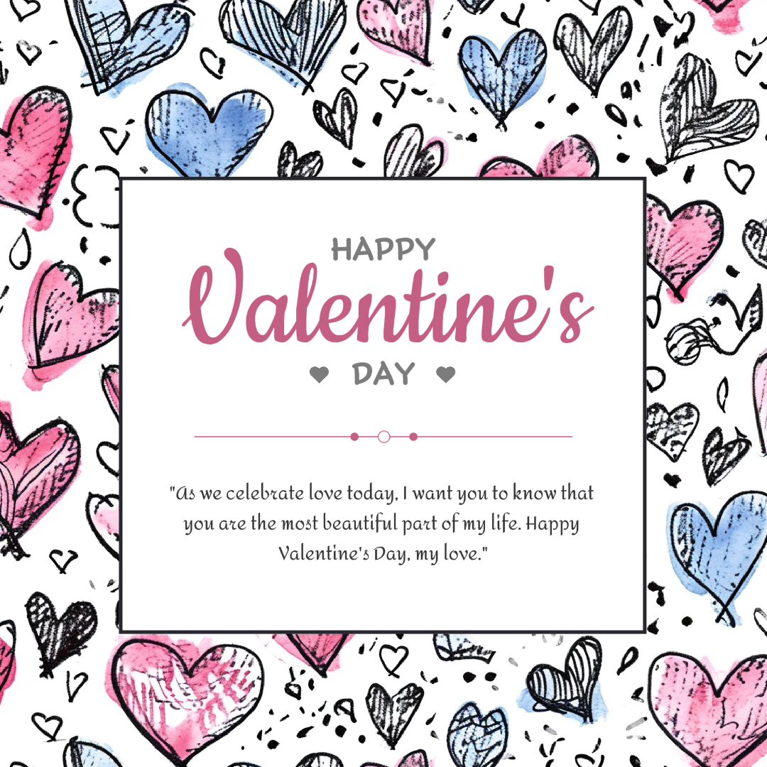 Handgezeichnete Valentinstagsgrüße für Social Media Post