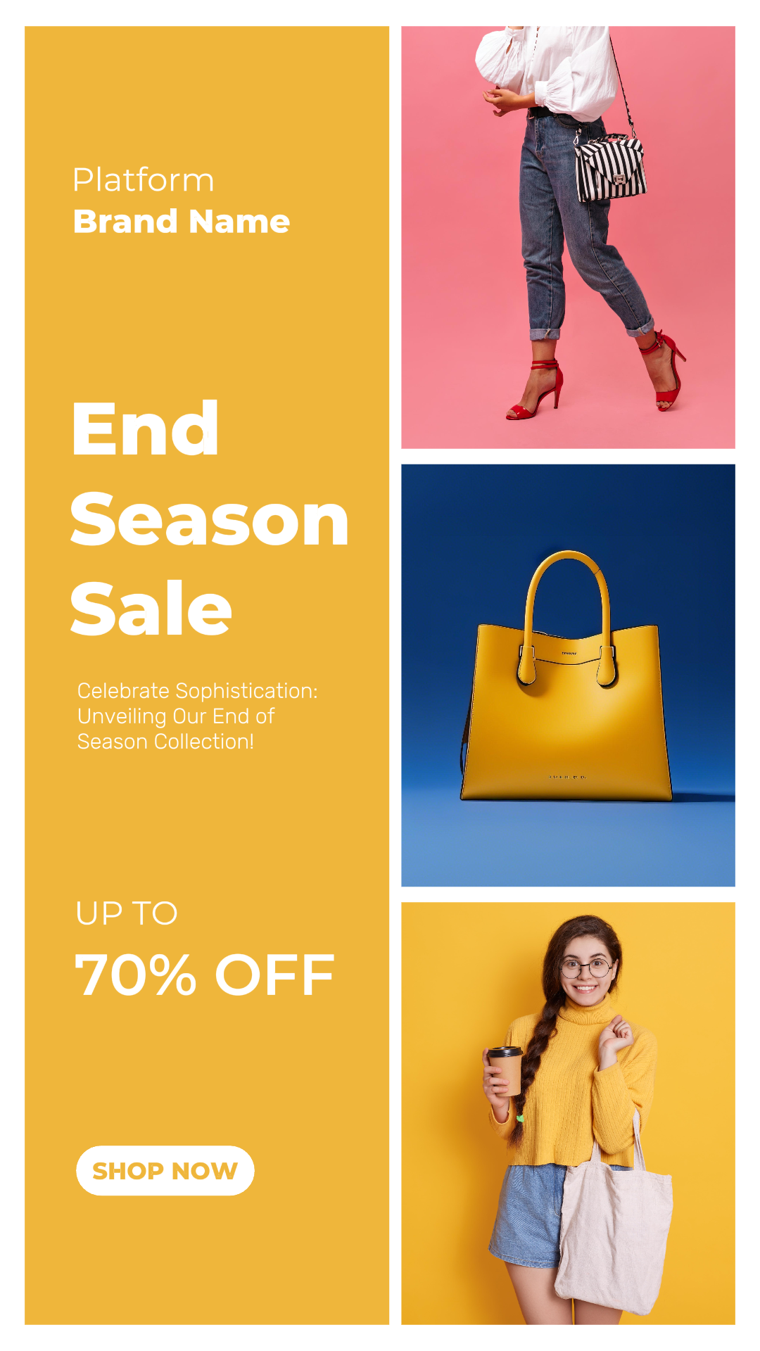 Tom sobre tom estilo - Marketing Poster IG story End Season Sale Yellow
