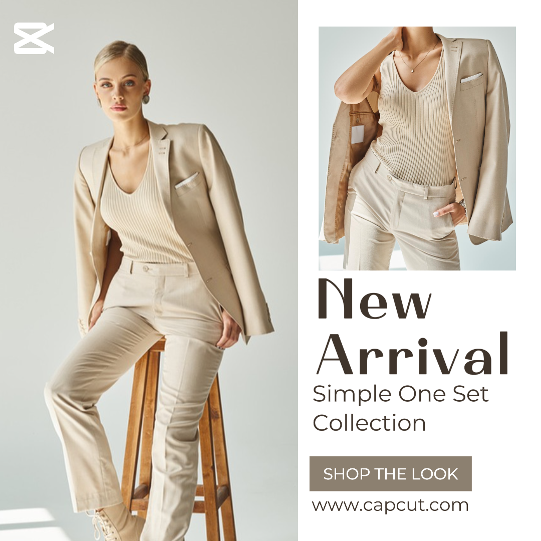 Clothing and Shoes Marketing Poster New Arrival Promotion One Set Clothes Instagram Post White Beige