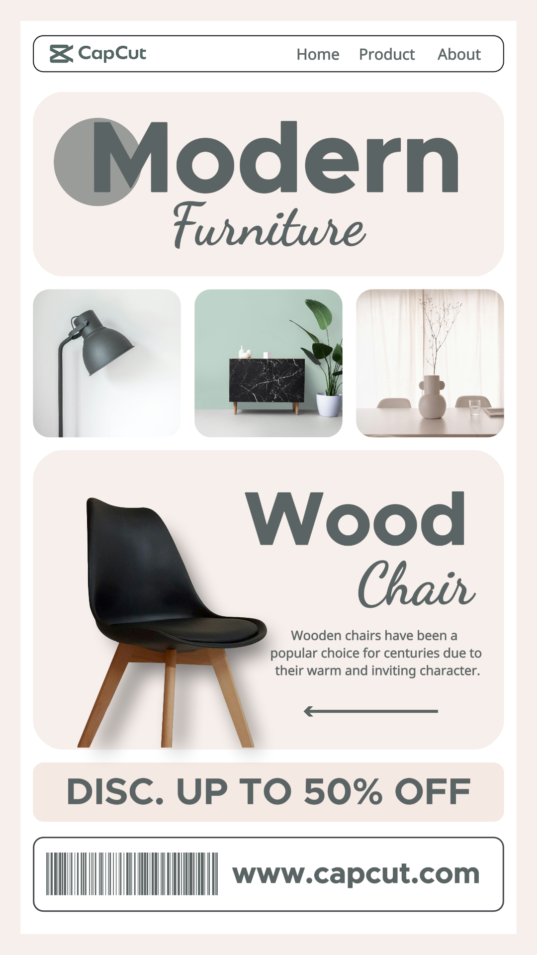  Affiche marketing de collage minimaliste tiktok ménage meubles modernes beige et vert