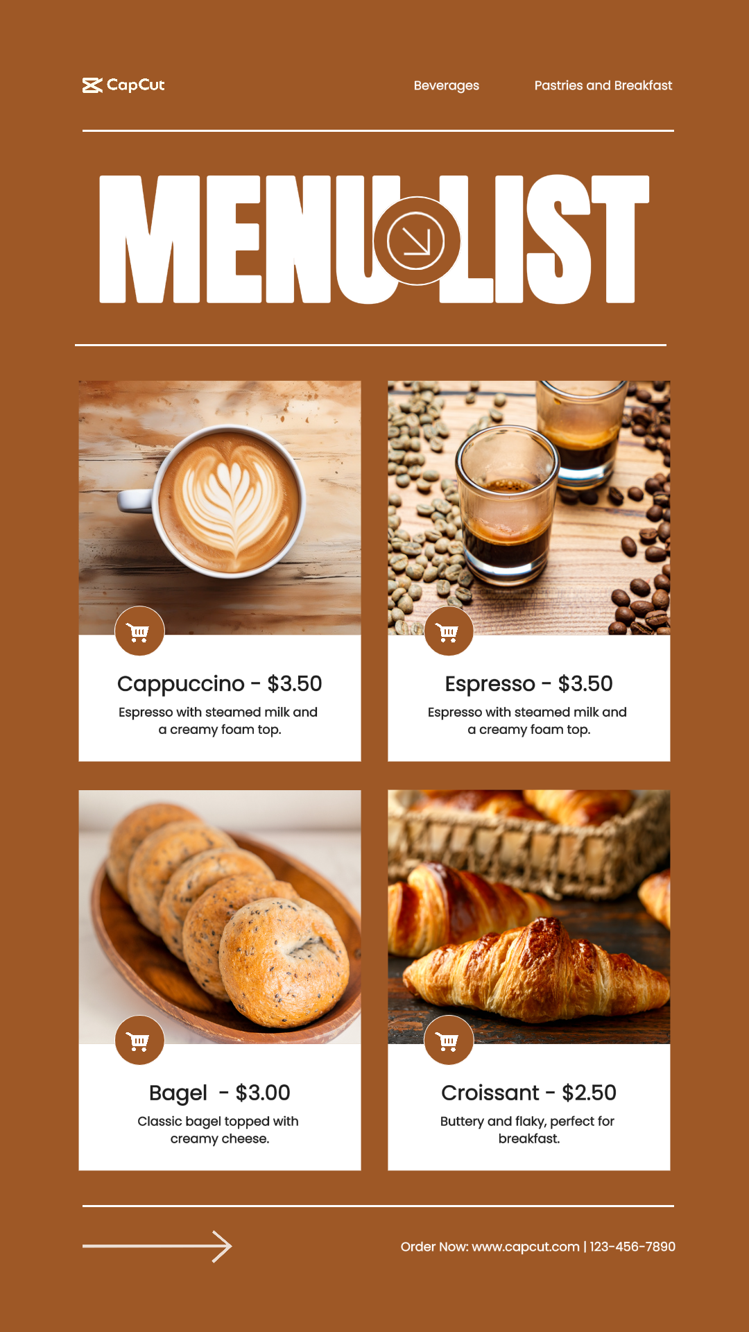 Liste des menus du café Tiktok Post