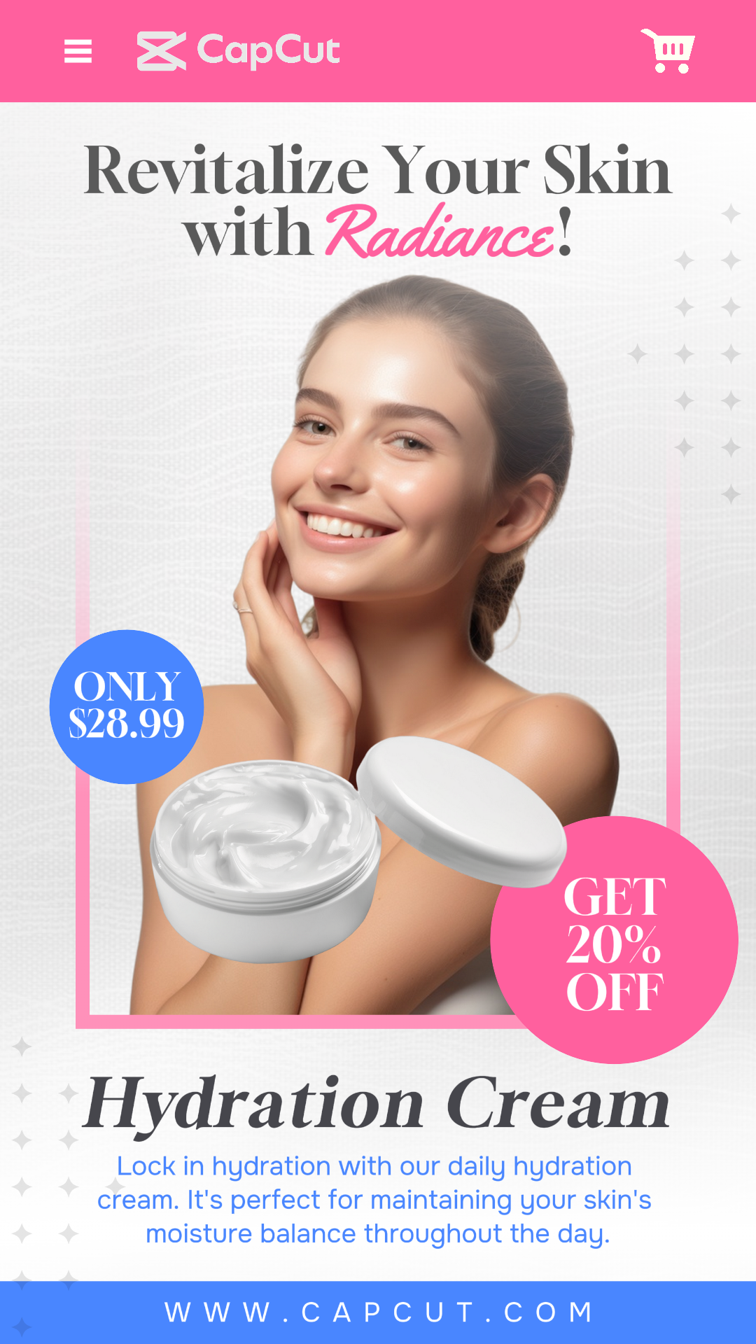 Publicidade de produtos de beleza Instagram Story Cream - Blue Pink