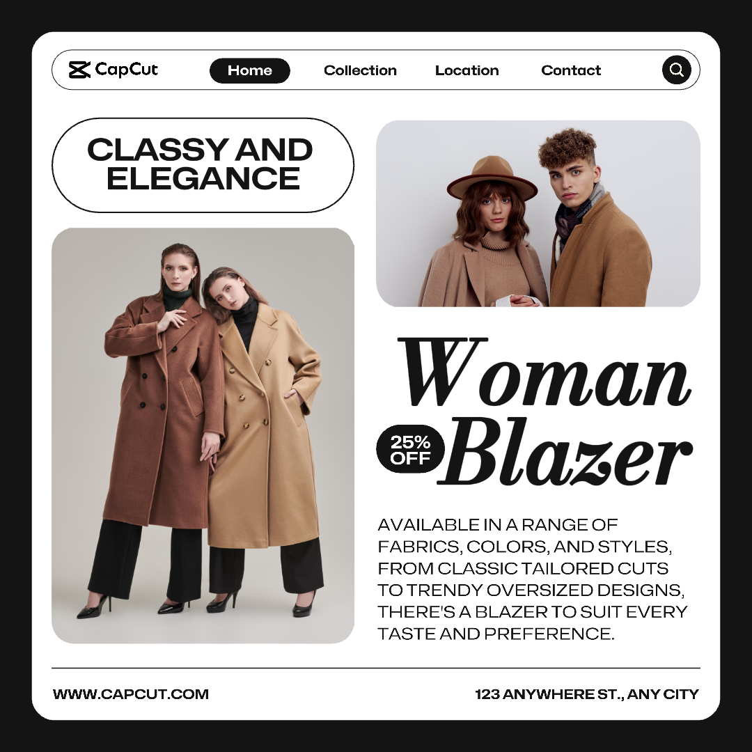 Clothing Marketing Poster Woman Blazer Promotion Instagram Post