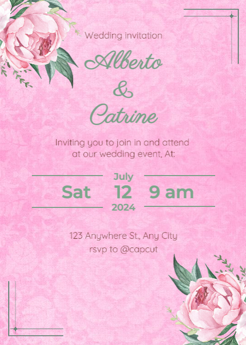 Invitation - Invitation de mariage Couleur rose