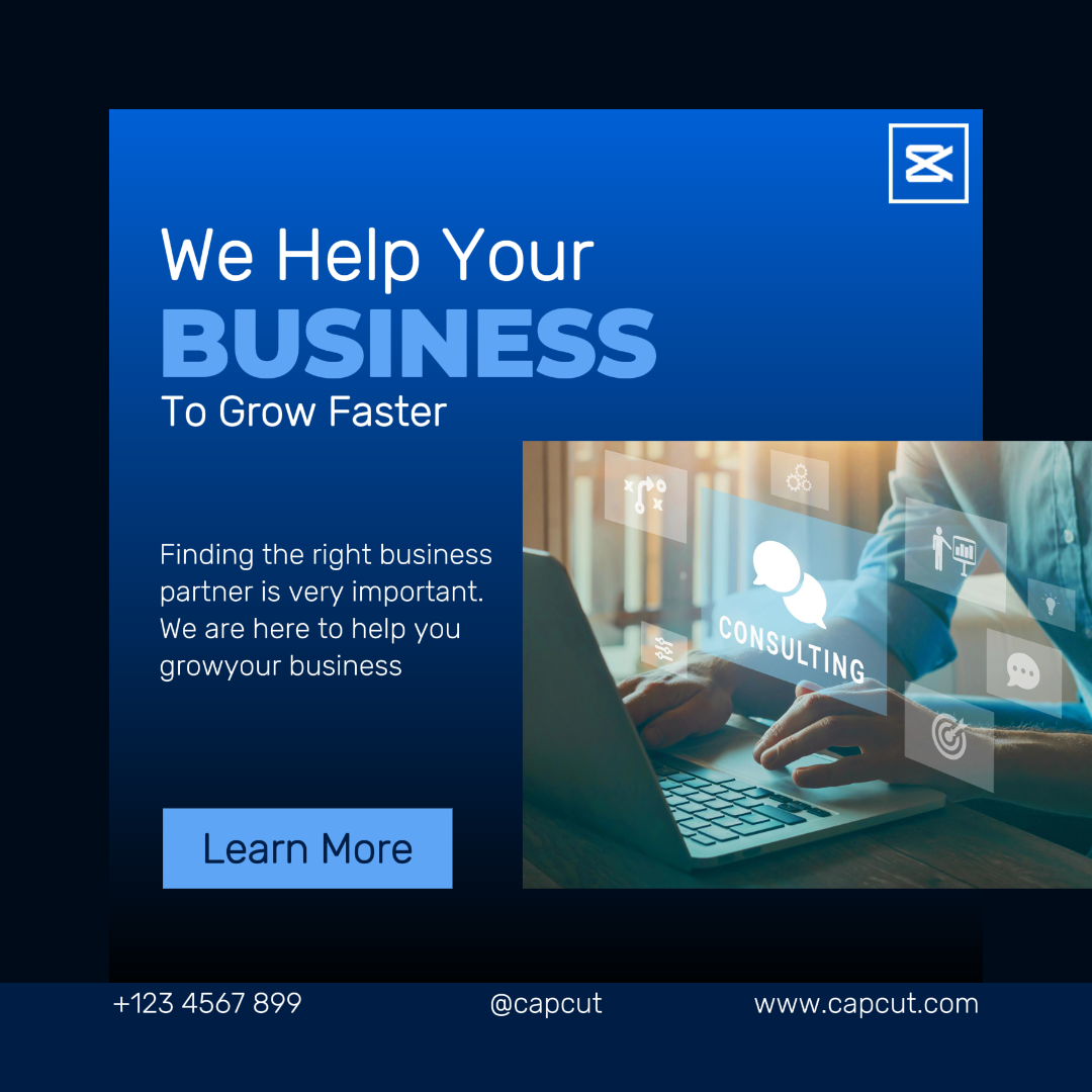 Cartel de marketing de negocios y oficinas publicación de instagram azul y negro