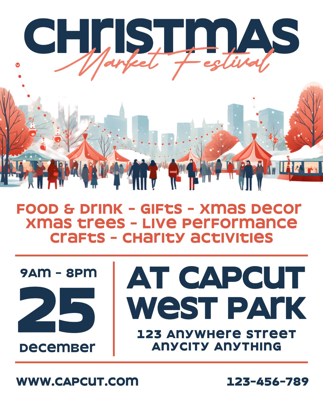 Weihnachtsmarkt Promotions Poster Vorlage Instagram Portrait