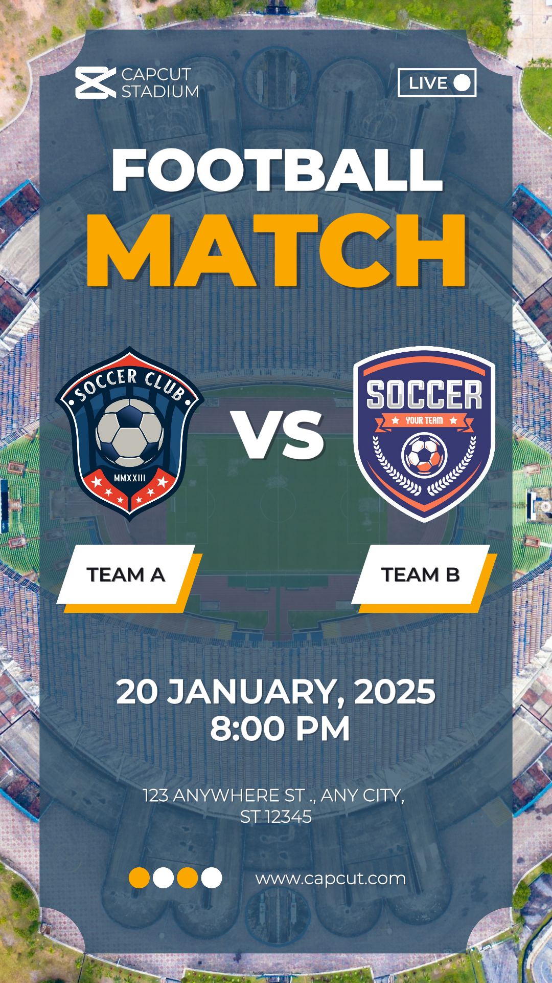 Sports and Match Pôster criativo Futebol Instagram Story