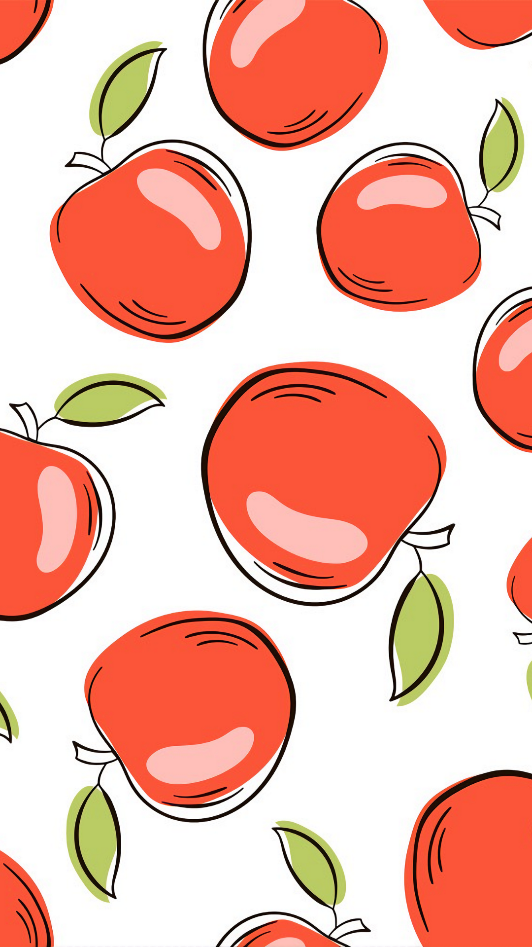 Wallpaper Fruits Apple Red White Green Illustration Cartoon