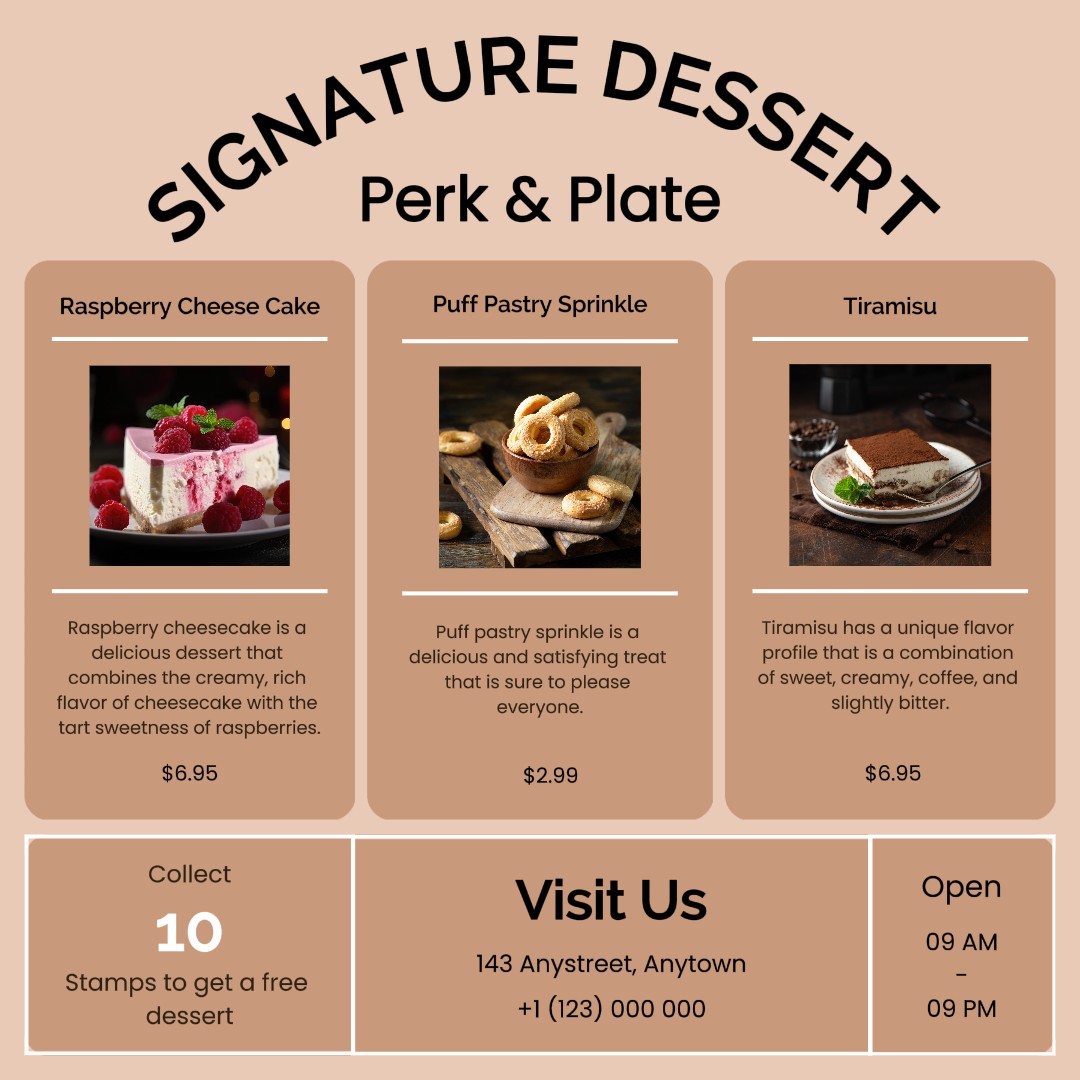 美食签名甜点菜单Instagram Post