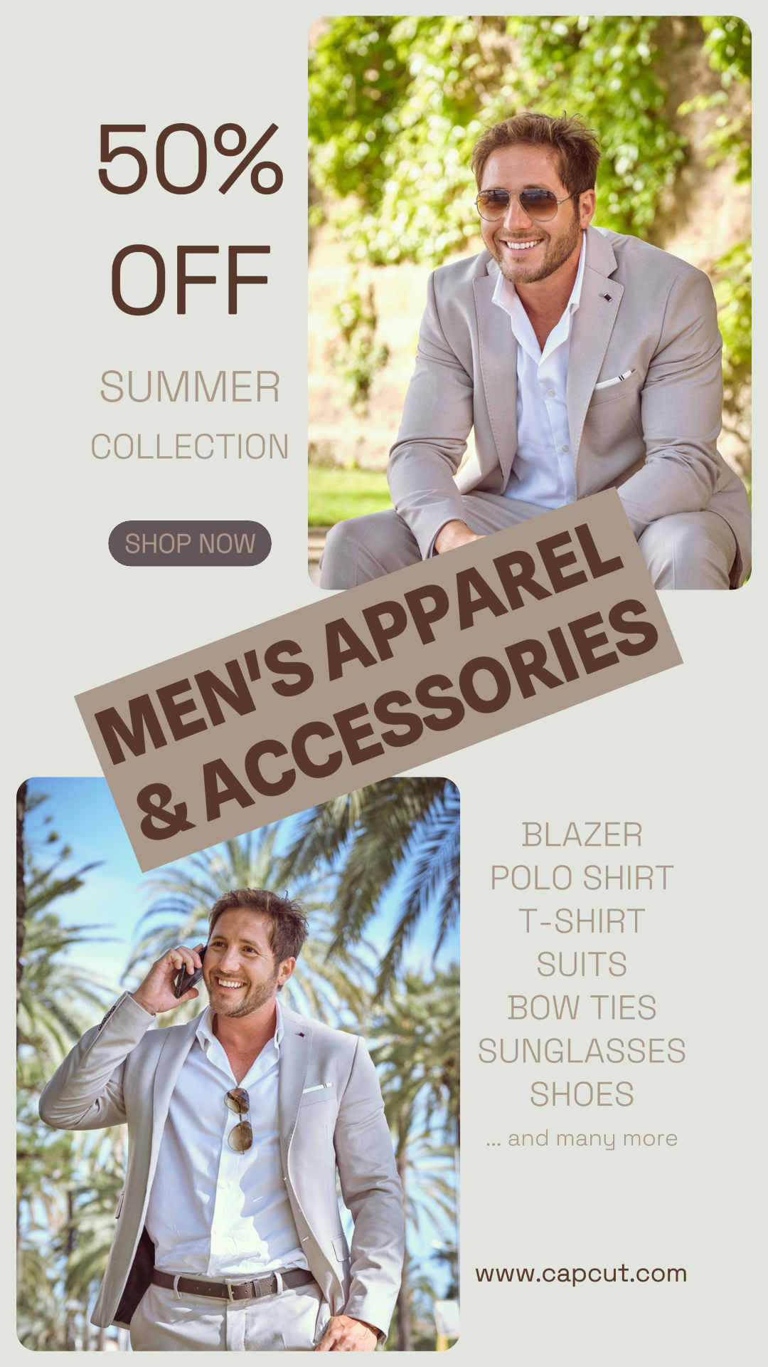 Roupas e sapatos -Marketing Poster Instagram story Vestuário e Acessórios Masculinos