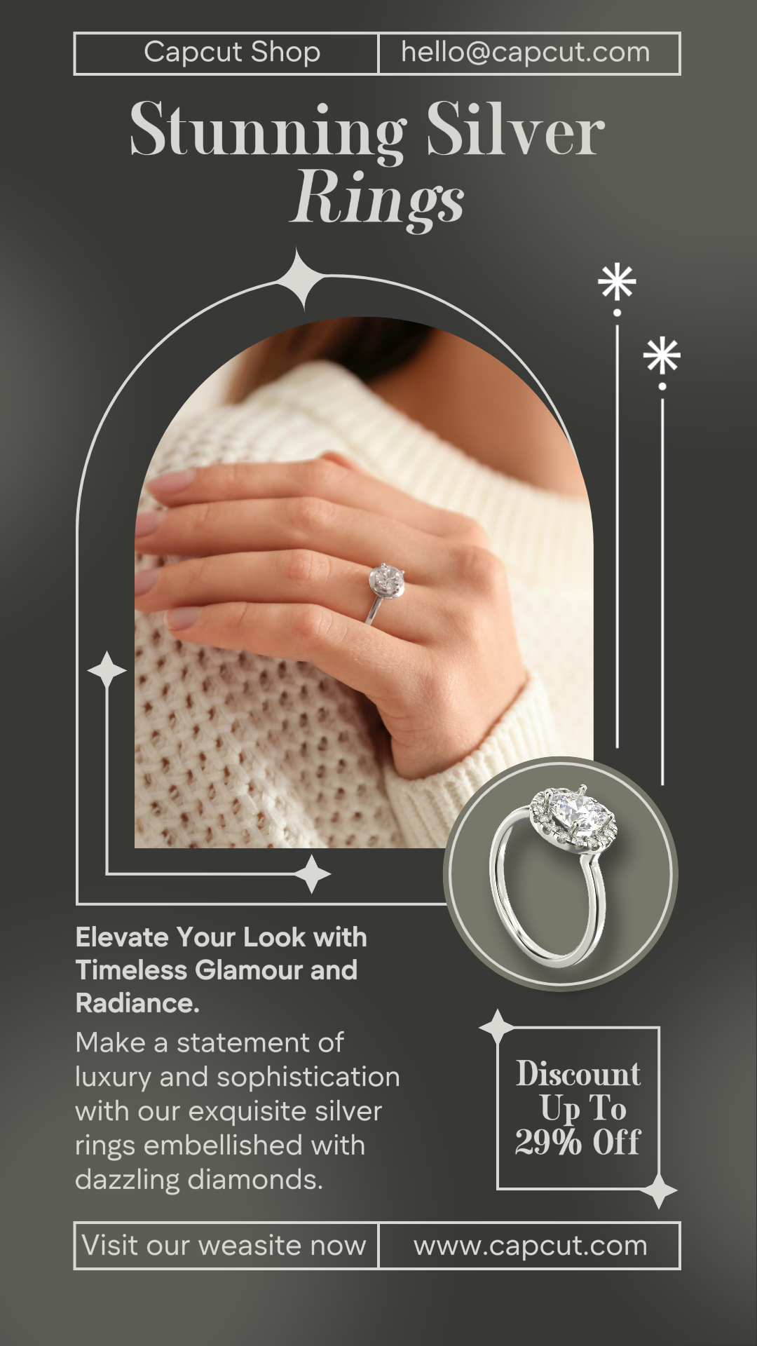 Bijoux et accessoires Affiche marketing Promotion Instagram Story Bagues en argent