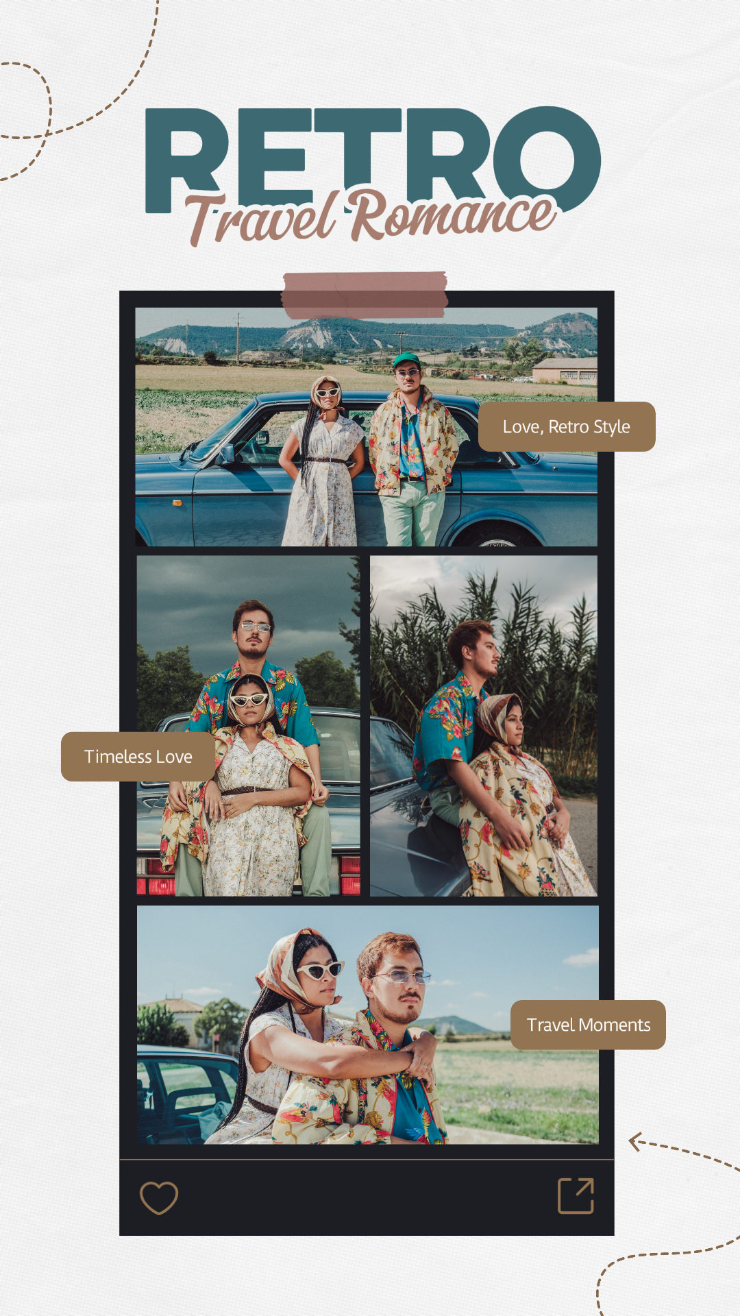 Minimalist Collage Creative Poster TikTok Personal Photo Album UI Style Azul Marrom Vermelho