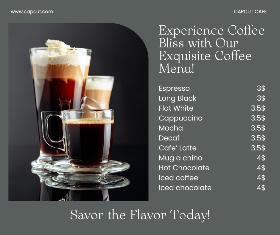 Food & Beverage Product Displays Coffee Menu Facebook Post Black