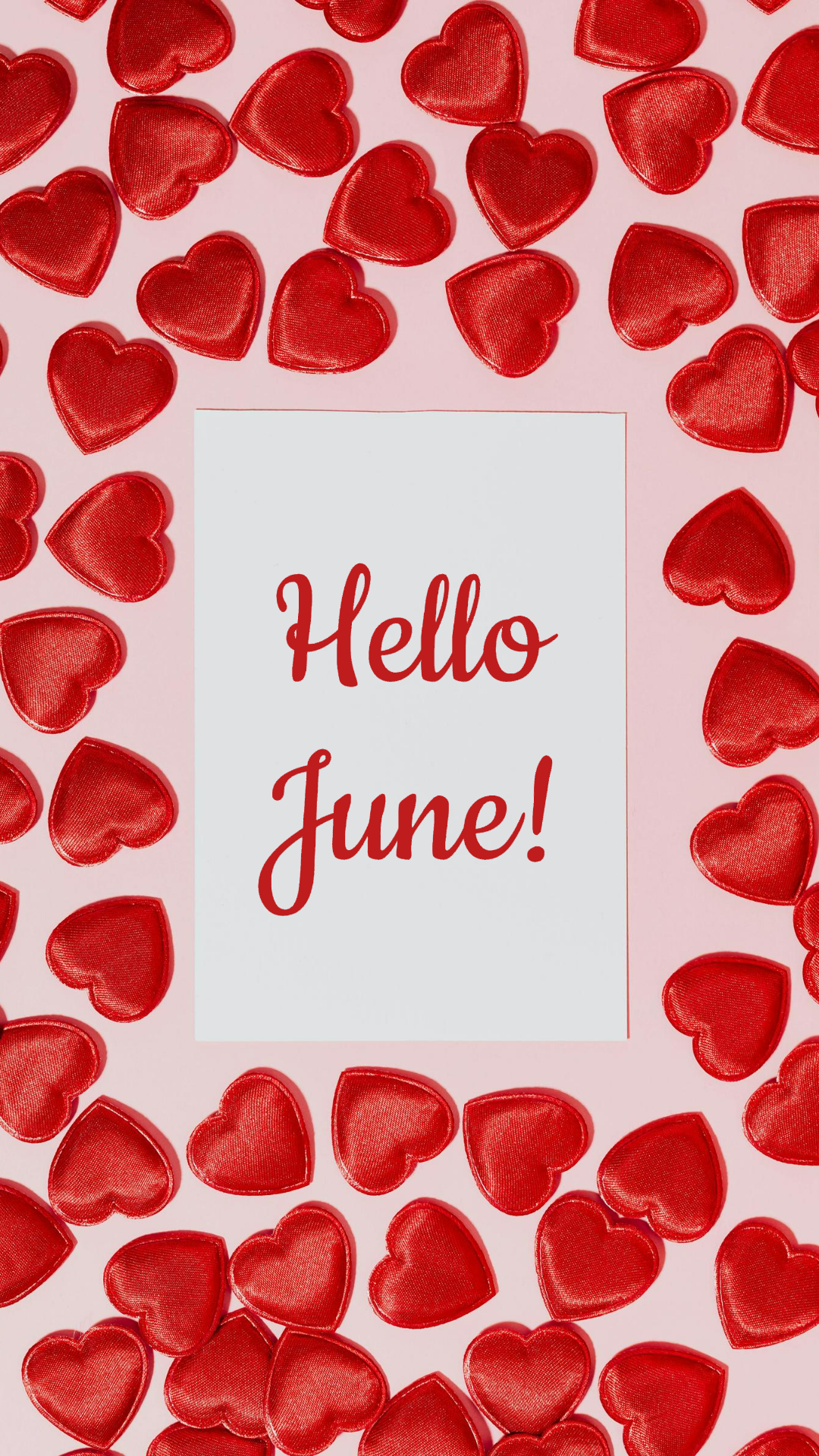 Image template wallpaper 9:16 Hello June! cute red love