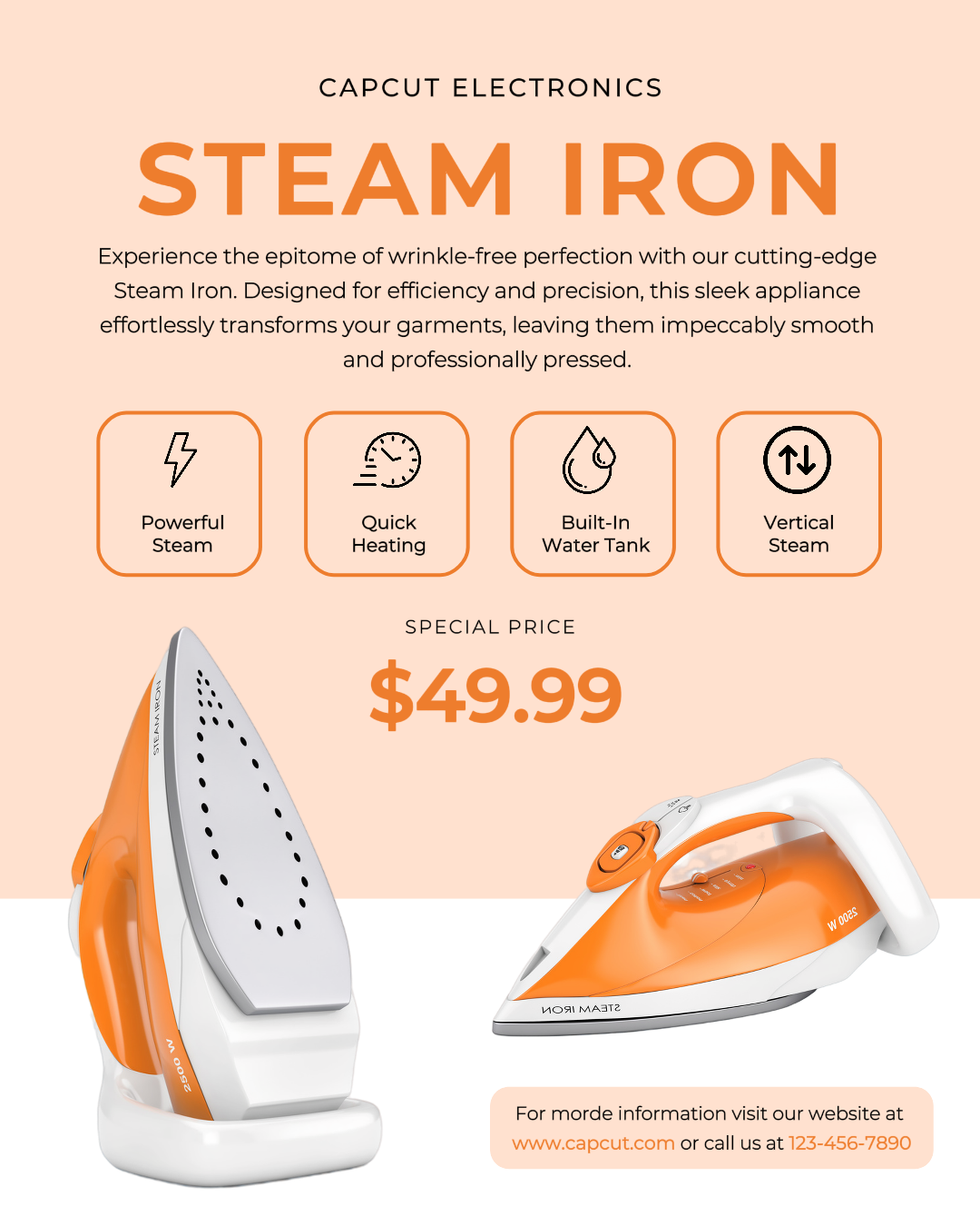 Promotion de l'affichage électronique des produits Steam Iron
