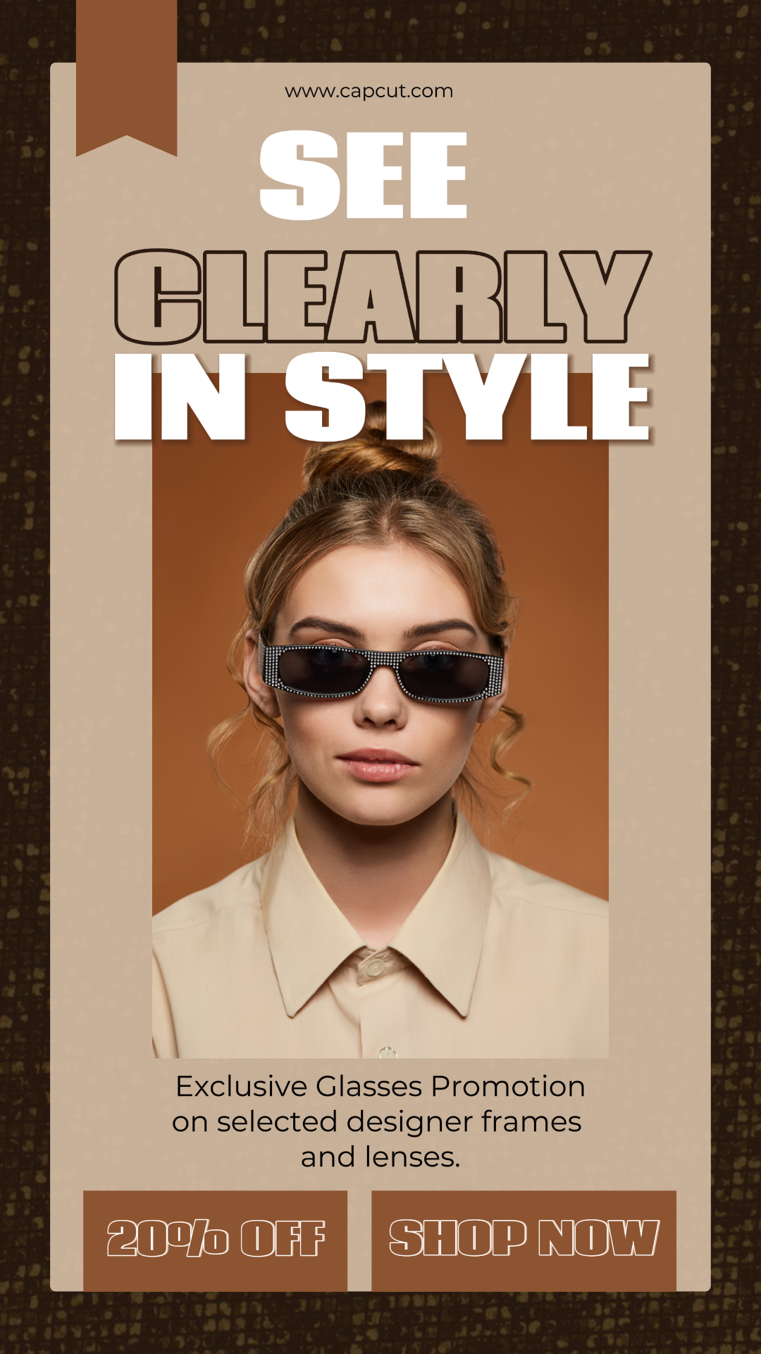 Óculos Marrons Promoção de Moda História do Instagram