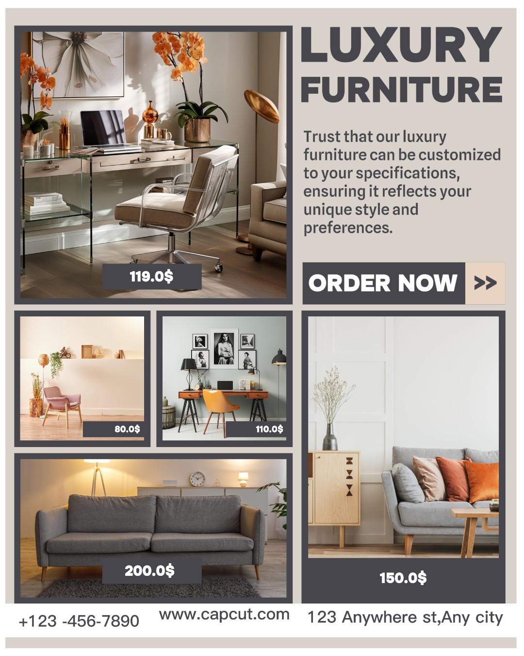 Luxury furniture business template design for Instagram Portrait