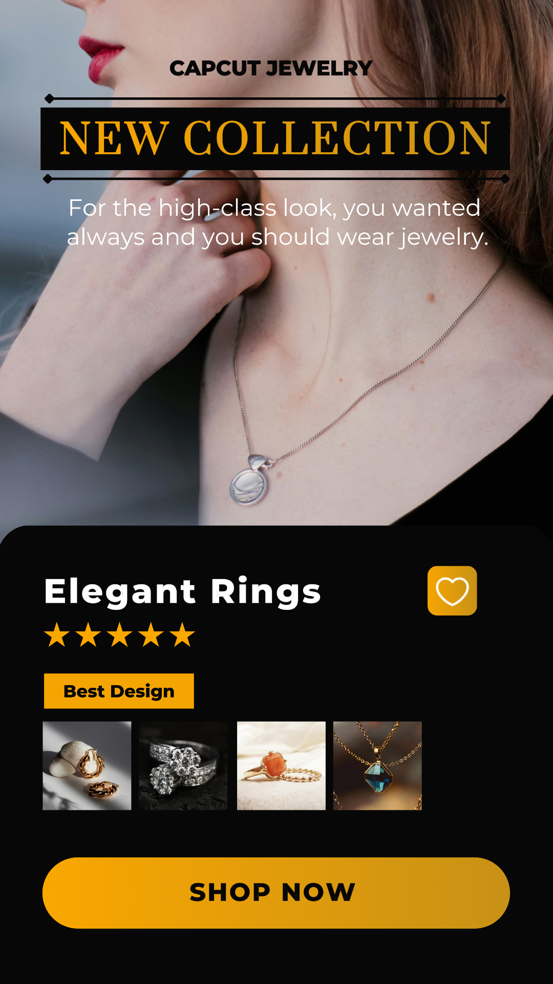 Nueva Colección Exclusiva Joyas y accesorios Instagram Story Post Black & Gold Minimalista