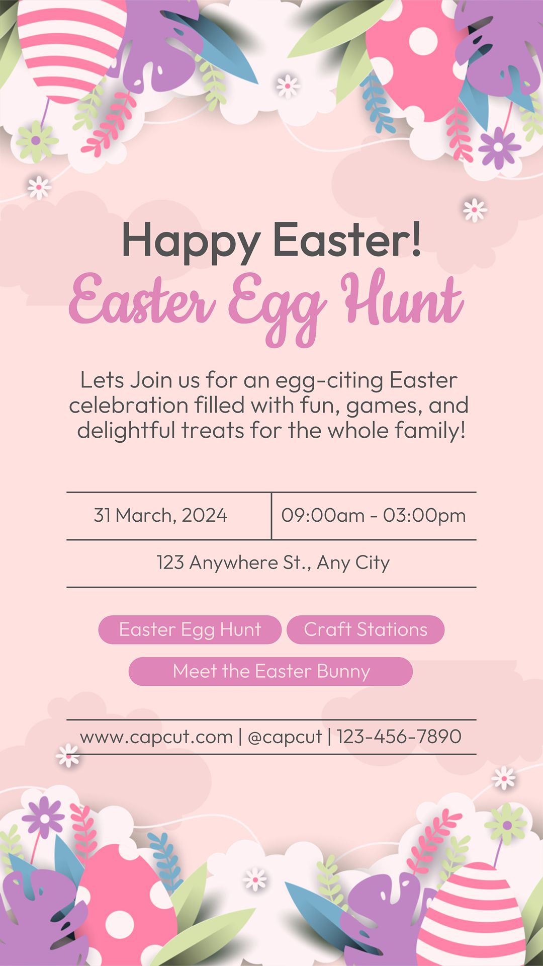 Easter Special Event Instagram Story Illustration Pink and Purple