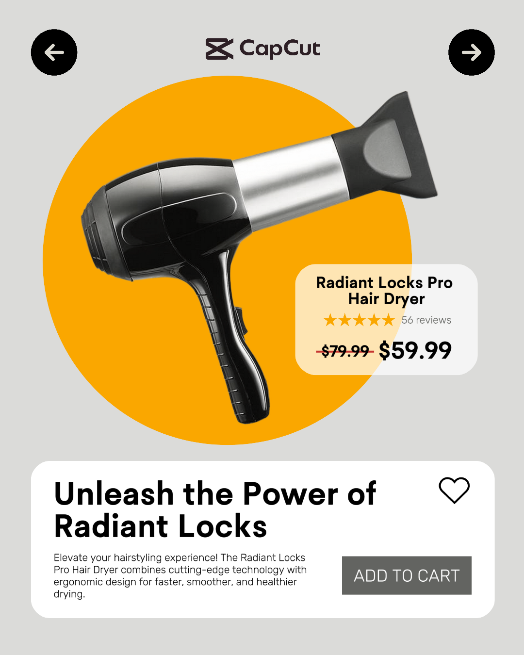 Promotion du sèche-cheveux Instagram Portrait Yellow UI 