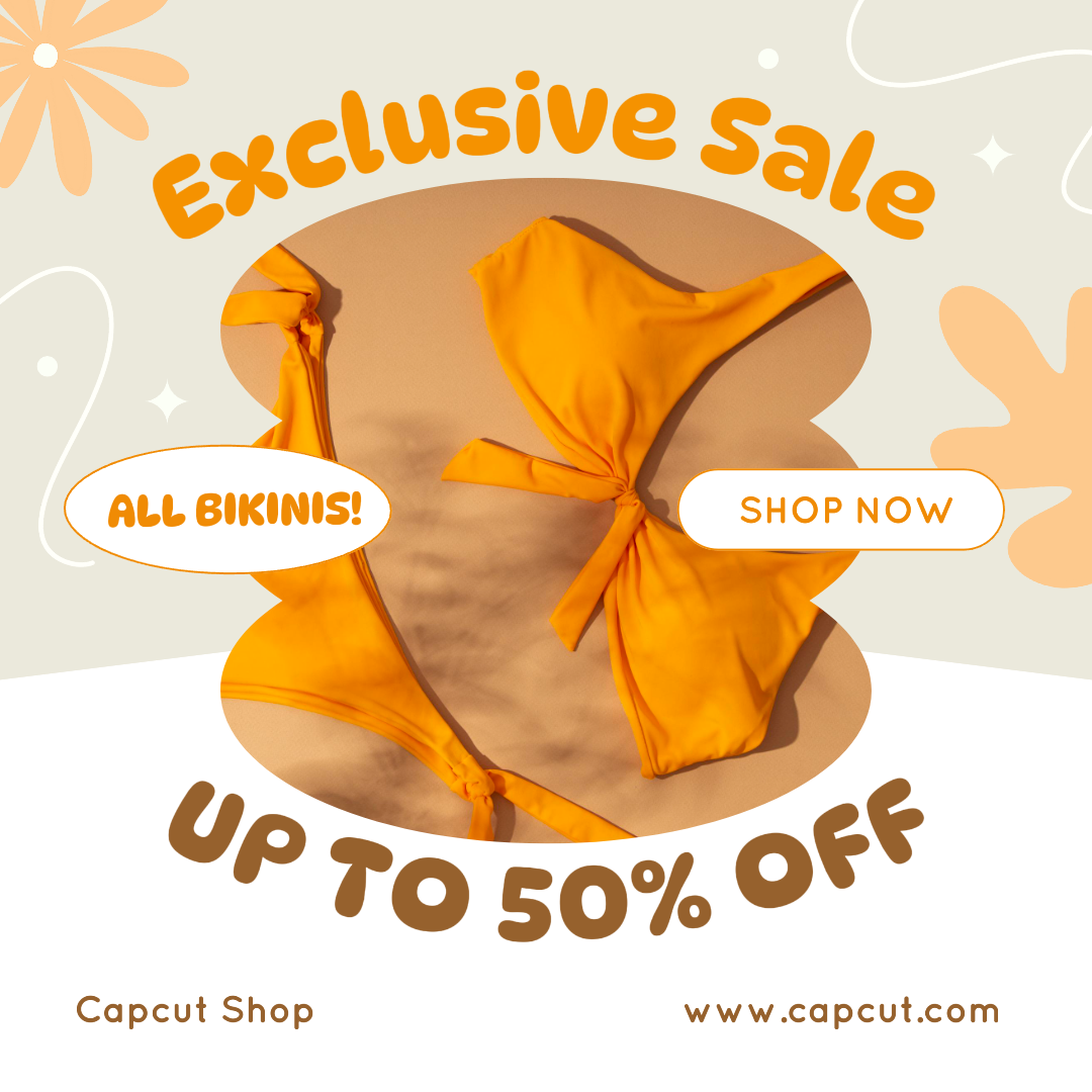 Vestuário e Calçado Marketing Poster Biquíni Venda Exclusiva Laranja