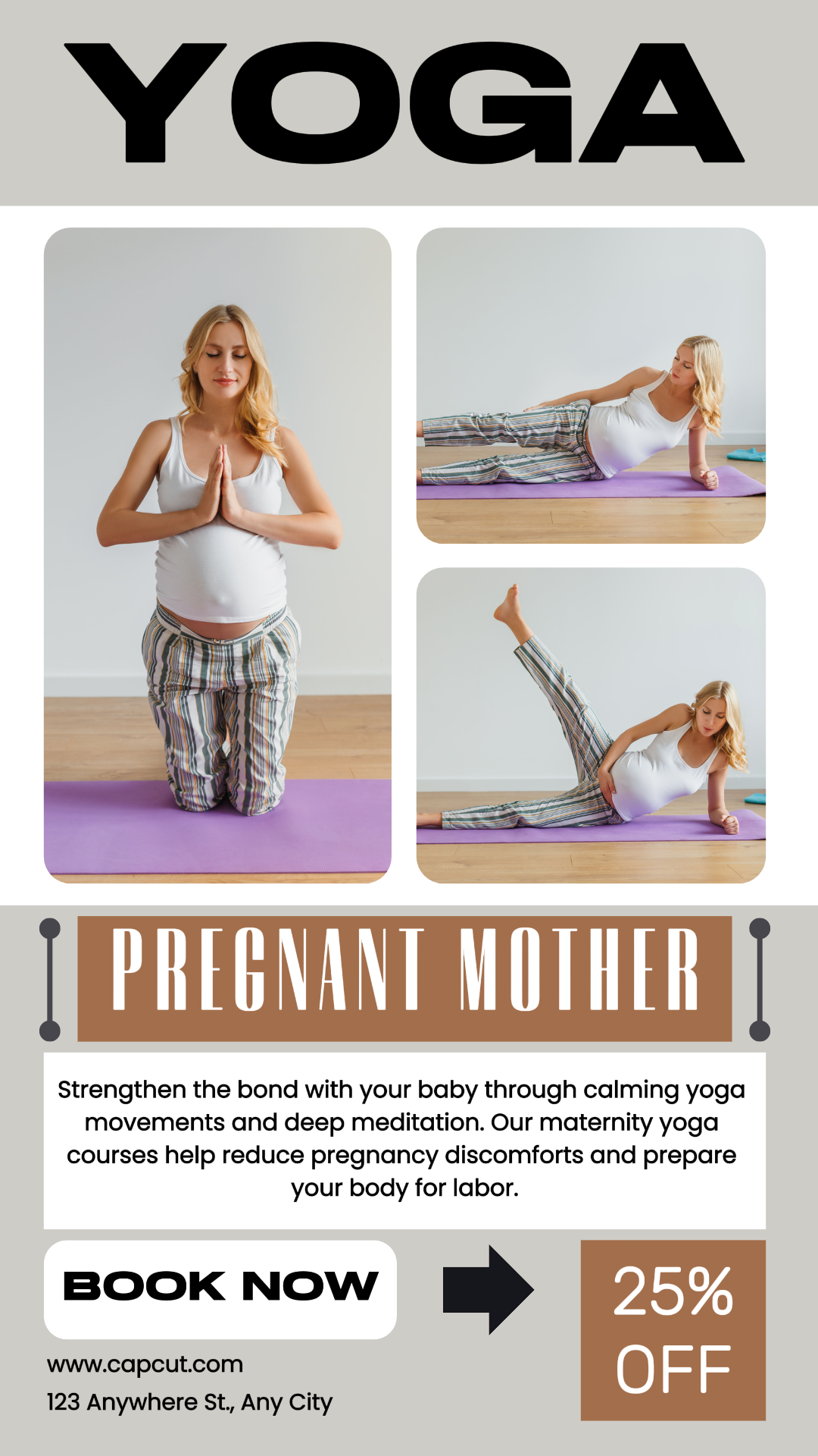 Entraînement et Fitnes - Affiche marketing et affiche créative histoire instagram Yoga femmes enceintes