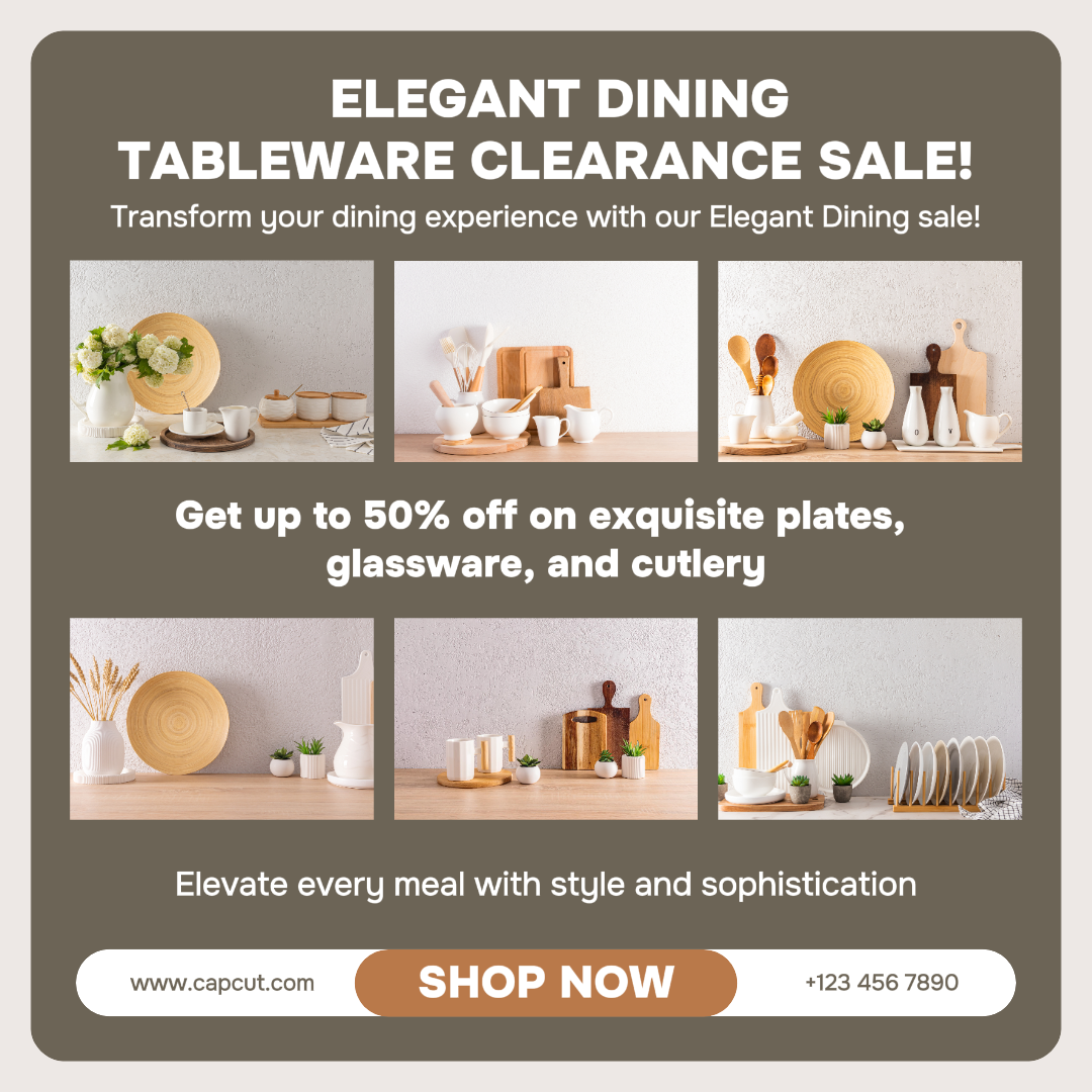 Promoción Del Hogar Y Muebles Venta De Liquidación De Vajilla Instagram Post Brown