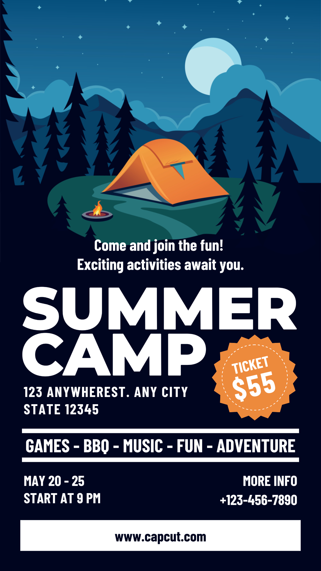 Entertainment Marketing Poster Summer Camp Instagram Stroy