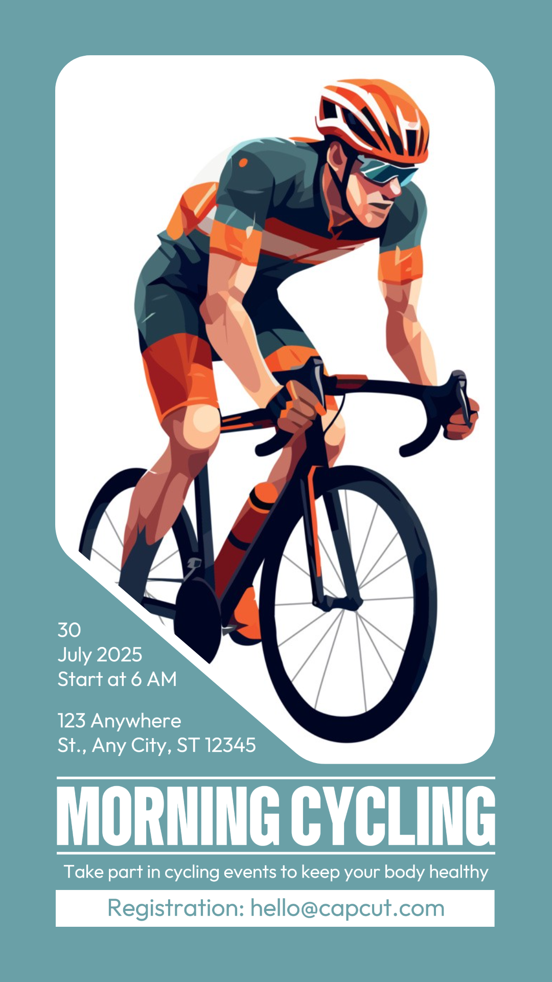 Sport und Spiel kreative Poster Morgen Radfahren tiktok Post grün