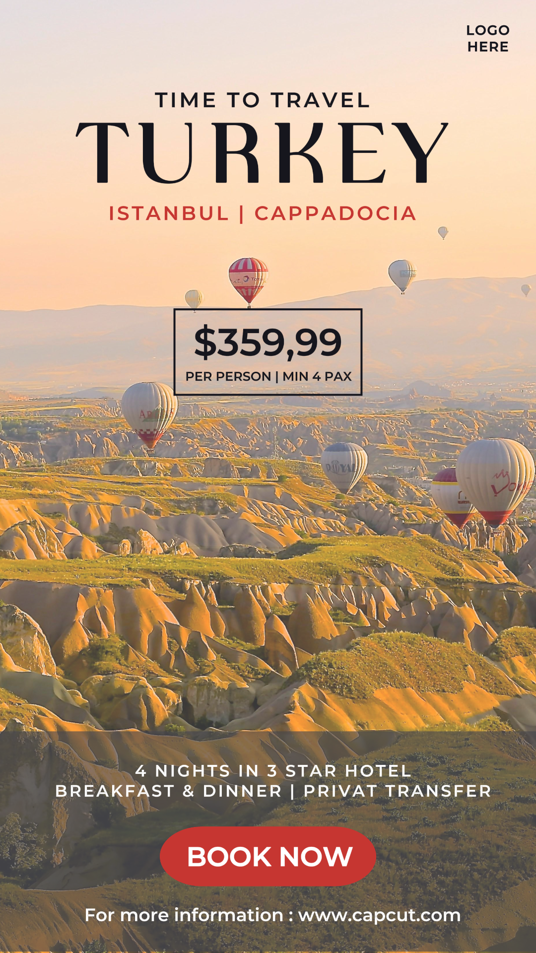 Turkey Travel Post Instagram Story Post White & Red Minimalist