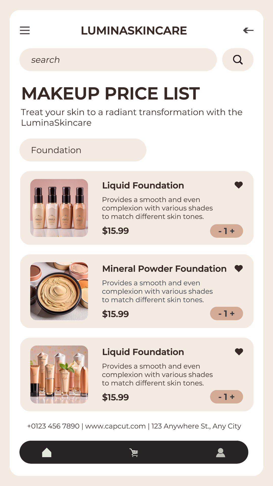 뷰티 메이크업 가격표 인스타그램 스토리 크림