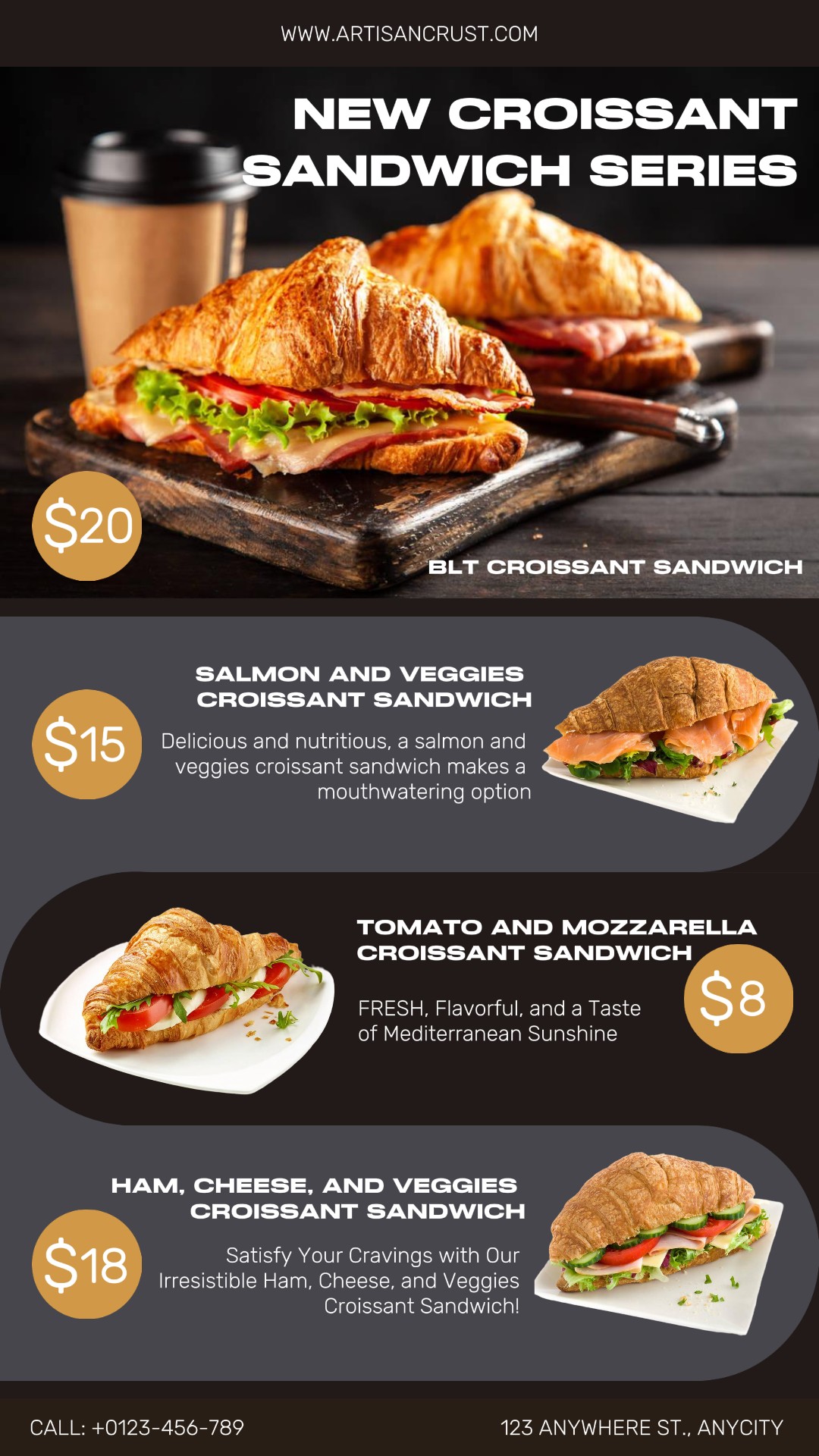 Promoción de croissant de comida Sándwich Historia de Instagram