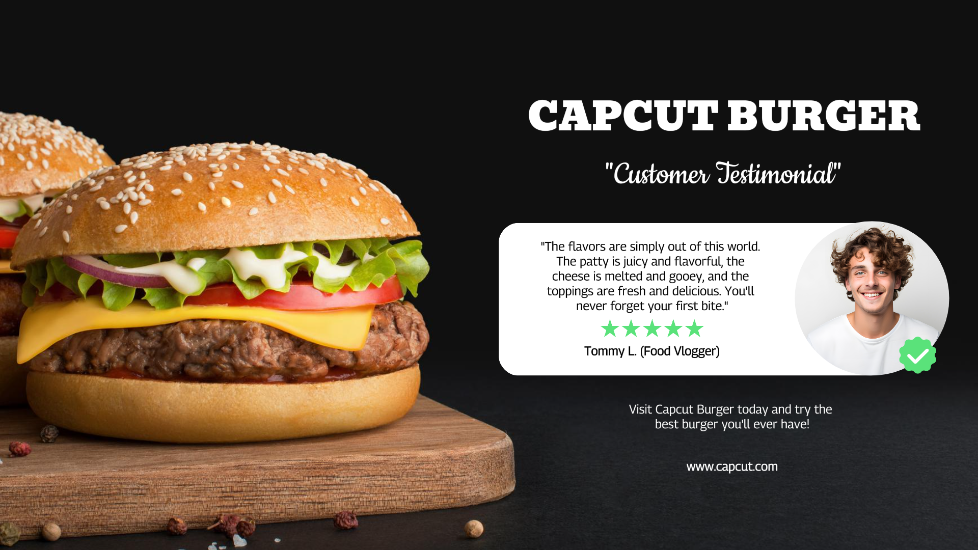 Depoimento do cliente Burger para anúncios do Facebook