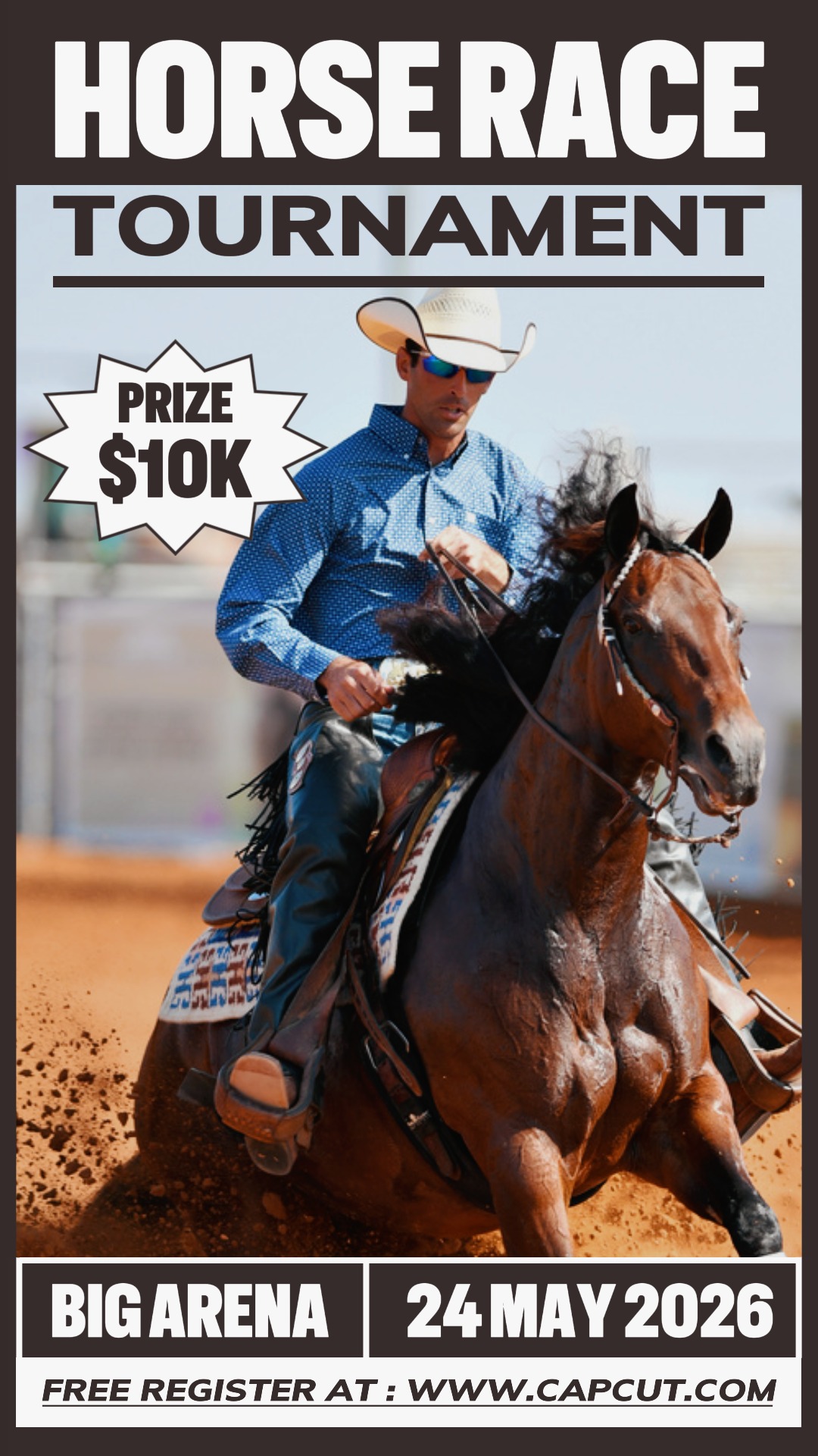 Promoción del Torneo de Carrera de Caballos Deportiva Historia de Instagram Marrón Piso Moderno