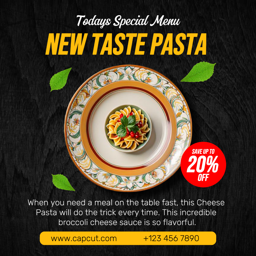 Modèle de promotion de menu de pâtes