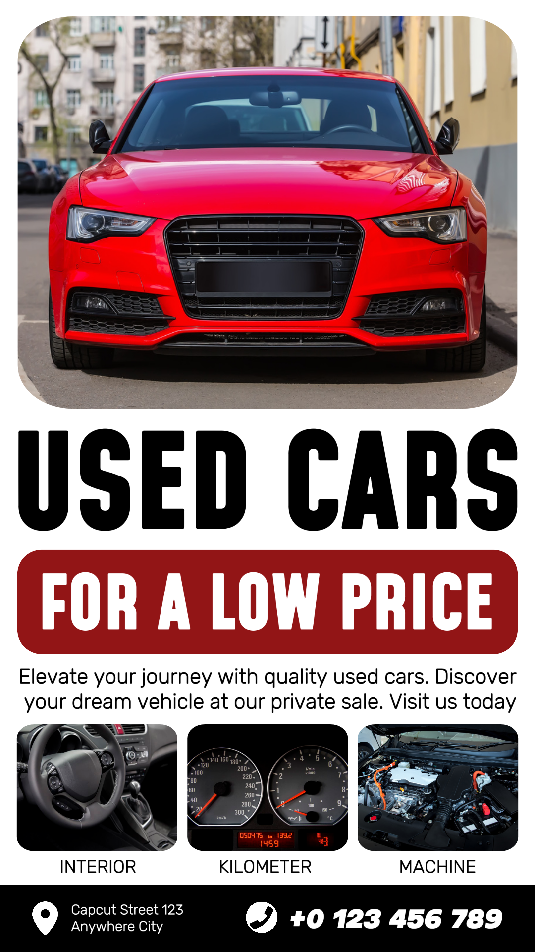 Cars Marketing Poster Instagram Story Used Car Sale