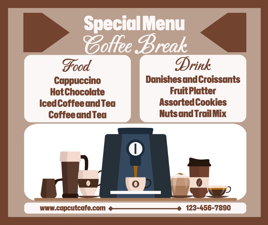 Food Coffee Break Menu Especial Facebook