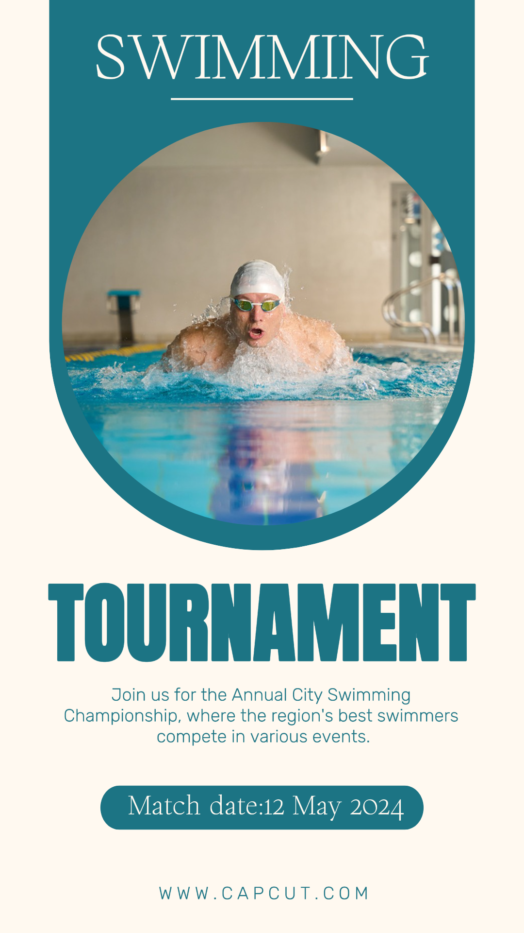 Match Swimming Tournament White And Blue Instagram Story