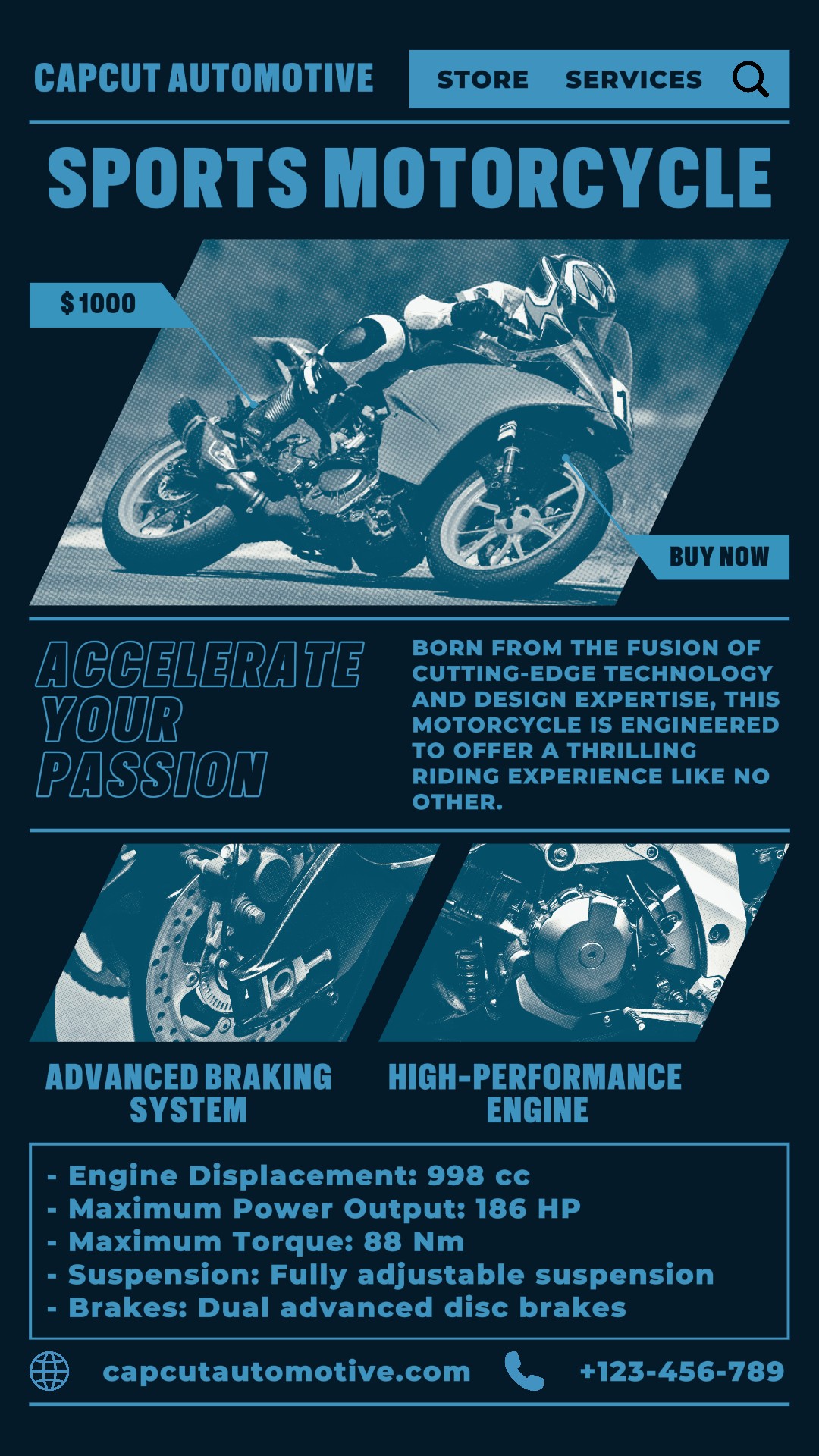 Otra exhibición de productos de motocicletas deportivas Insta Story