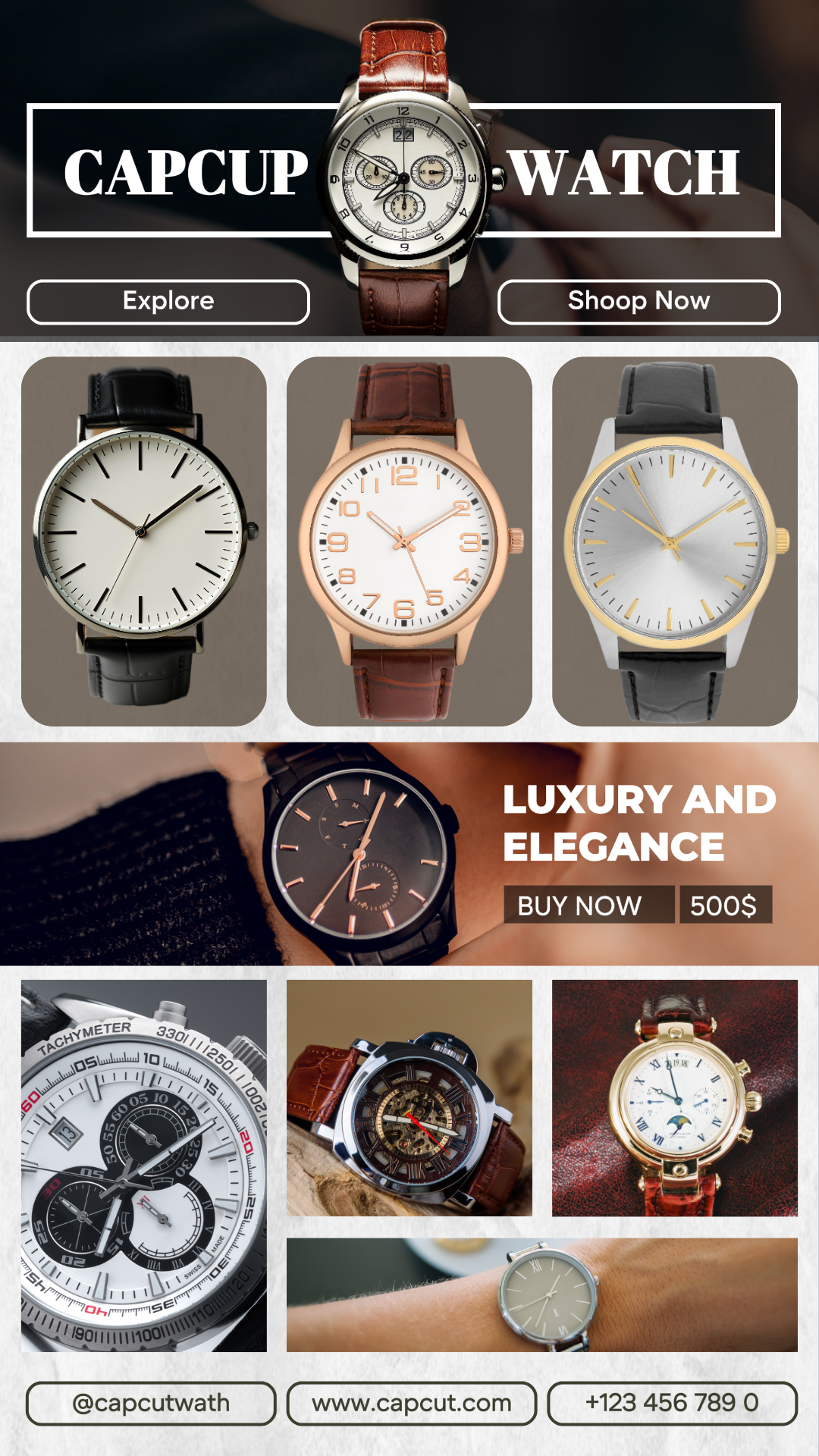 Luxus und elegante Herrenuhr Mode Vorlage Design für Werbezwecke auf Instagram Stories