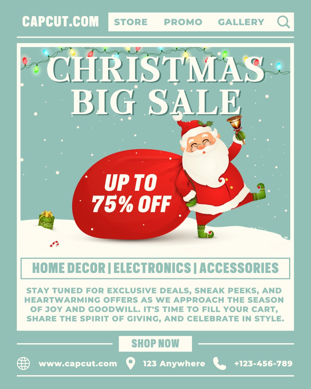 Affiche de grande vente de noël promotion ig portrait