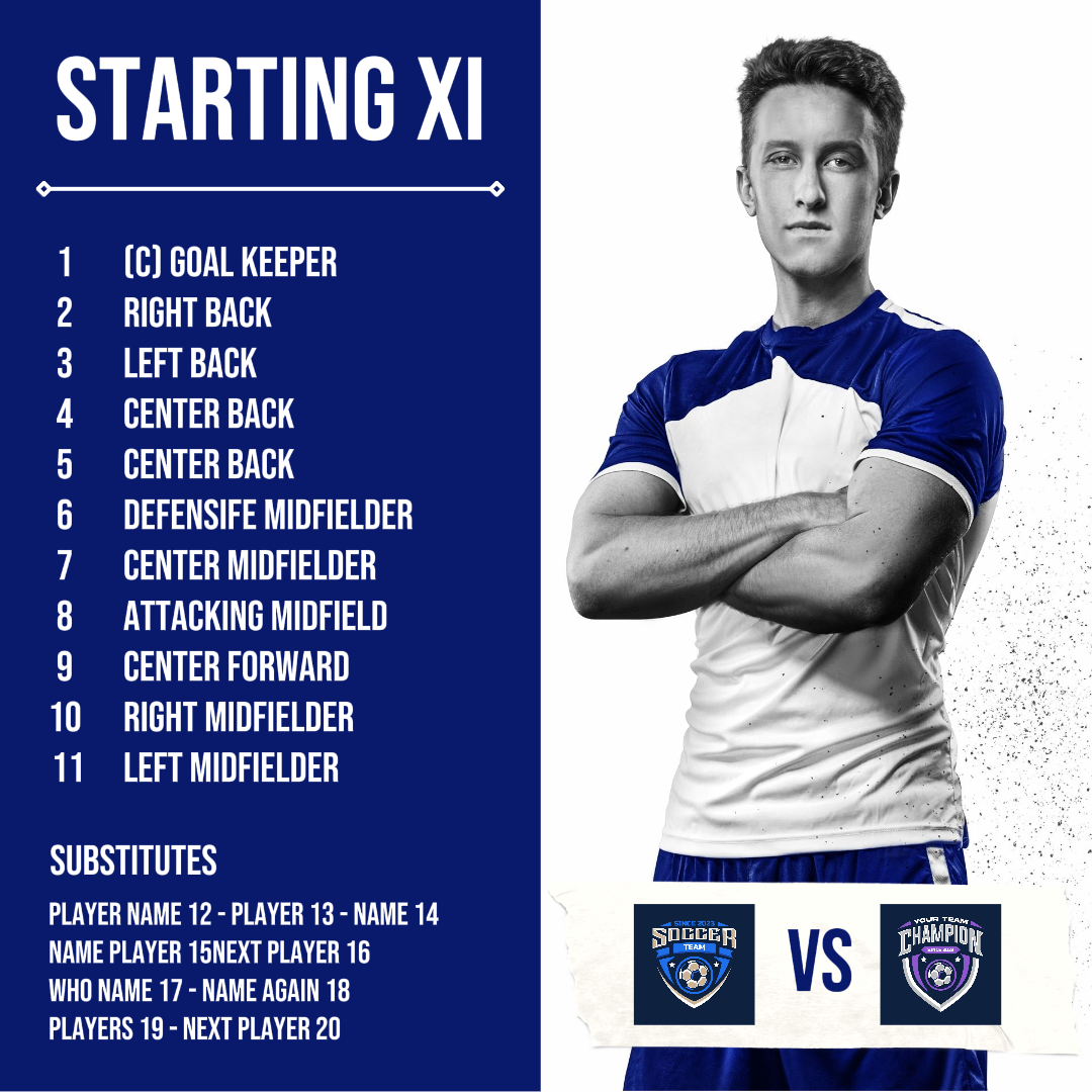 Football Match Creative Poster Instagram Post starting eleven Banner Template