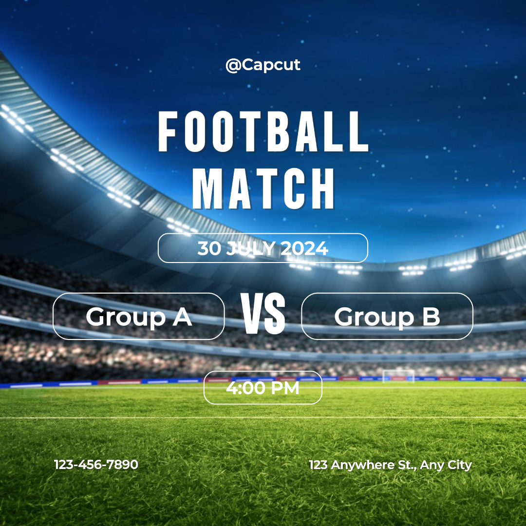 Sports et match Affiche créative Football Instagram post vert et bleu