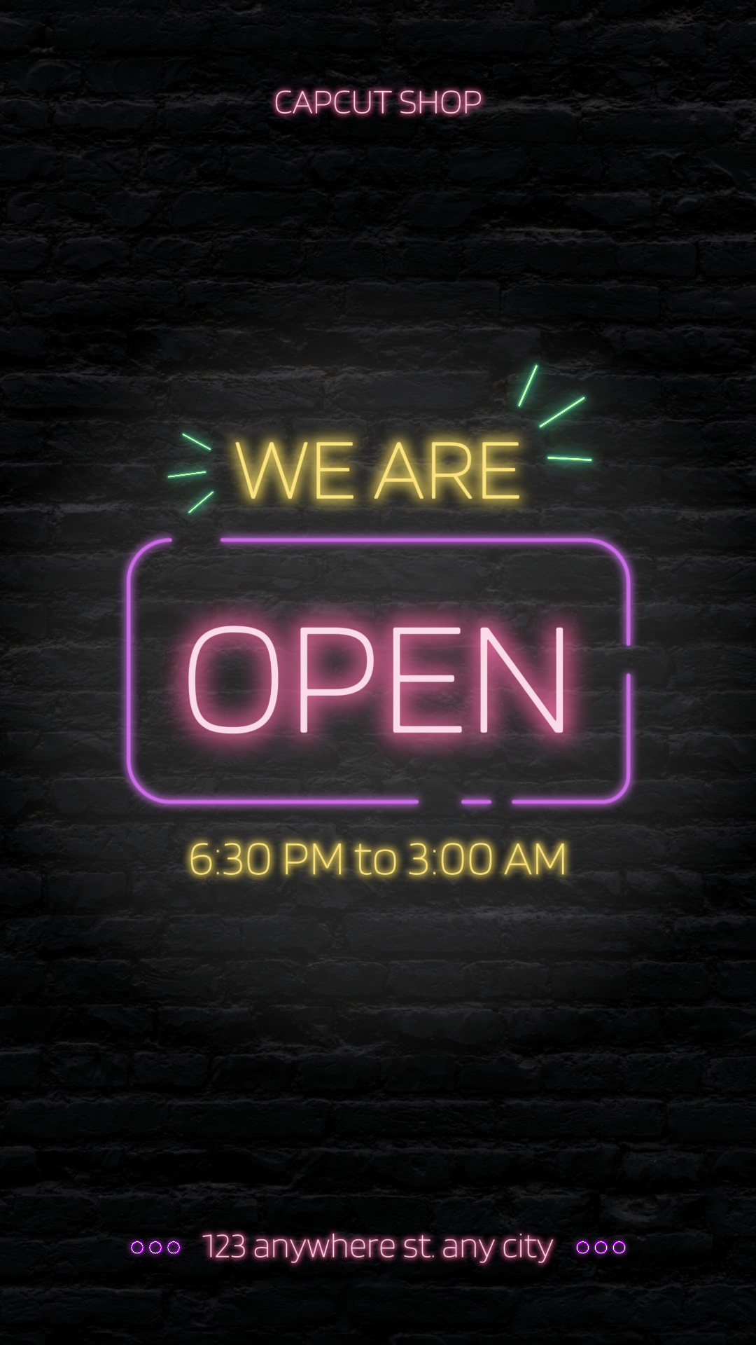 Business and Office Creative Poster Instagram Story We Are Open Creative Style Neon