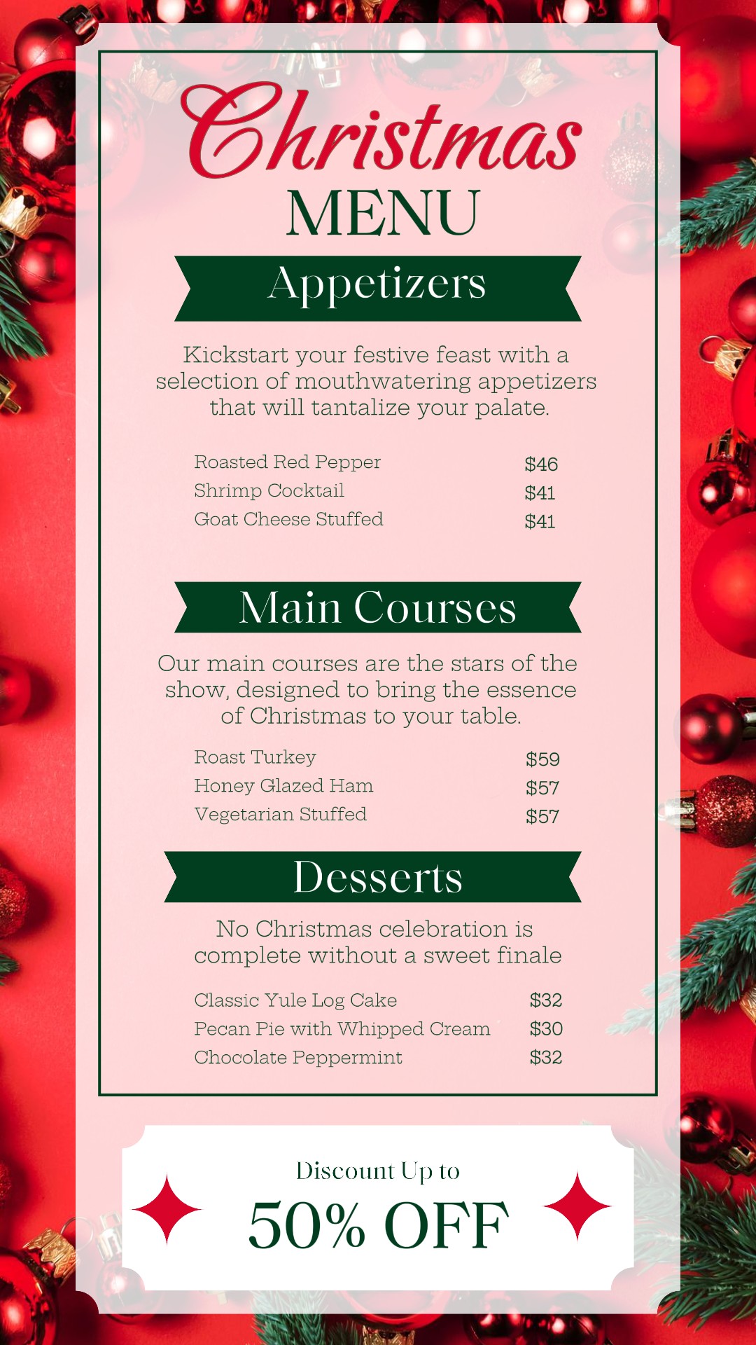 Menu Natal Promosi Kisah Instagram