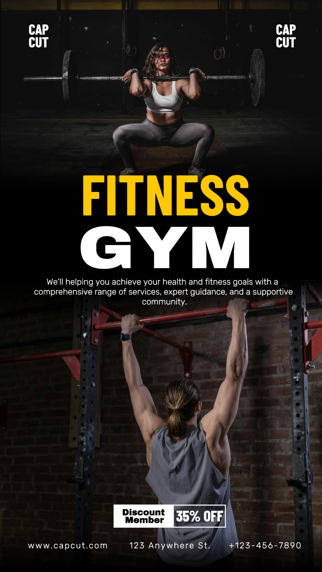 Workout and Fitness Gym Marketing Poster Promotions Instagram Story Black Orange