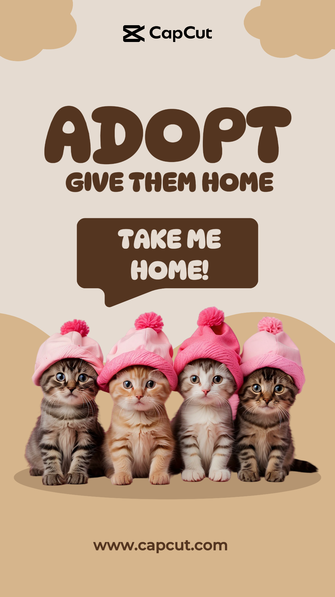 Promoção de adoção de animais de estimação Instagram Story Brown Pastel Minimalist